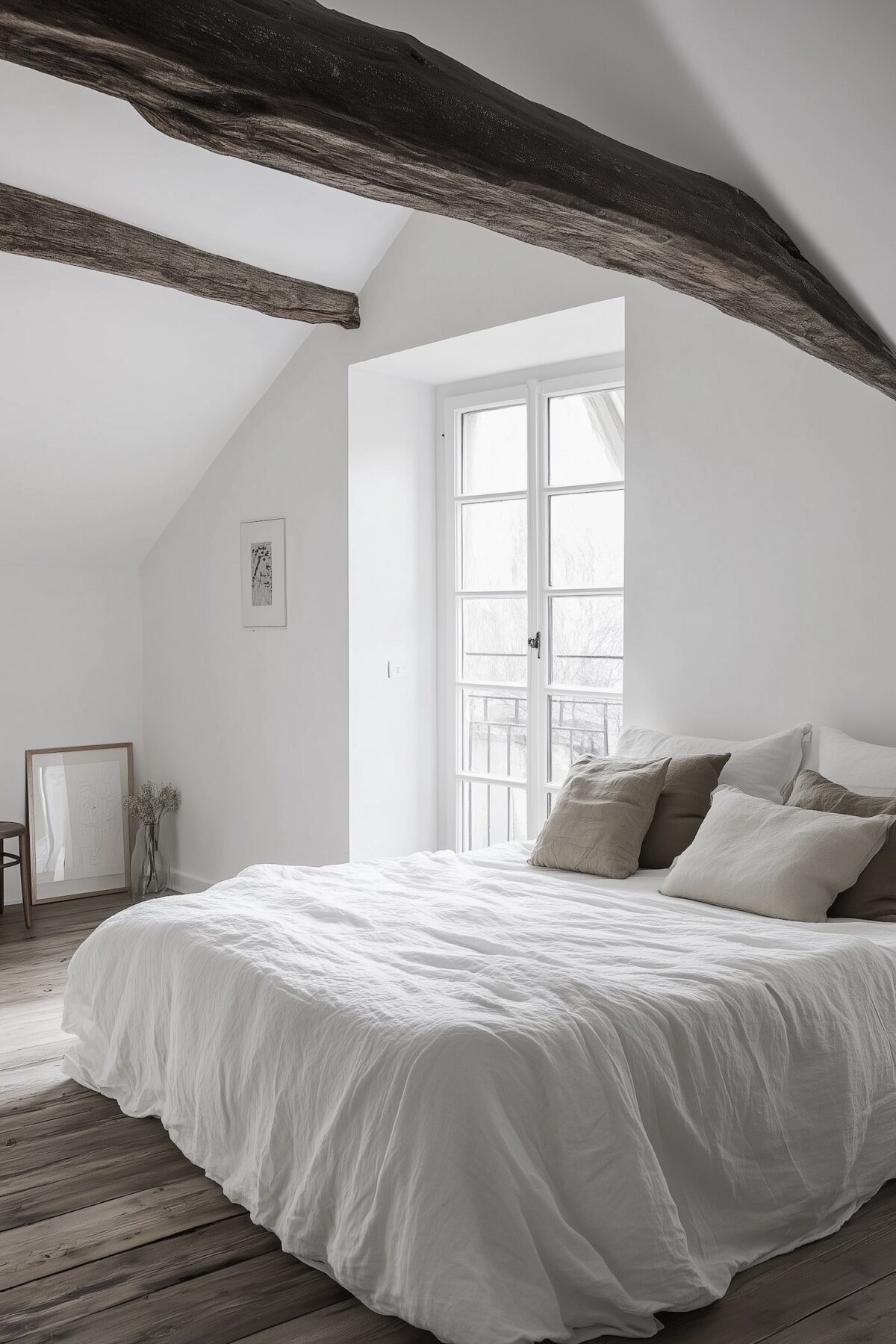 aménager combles poutres chambre délicate