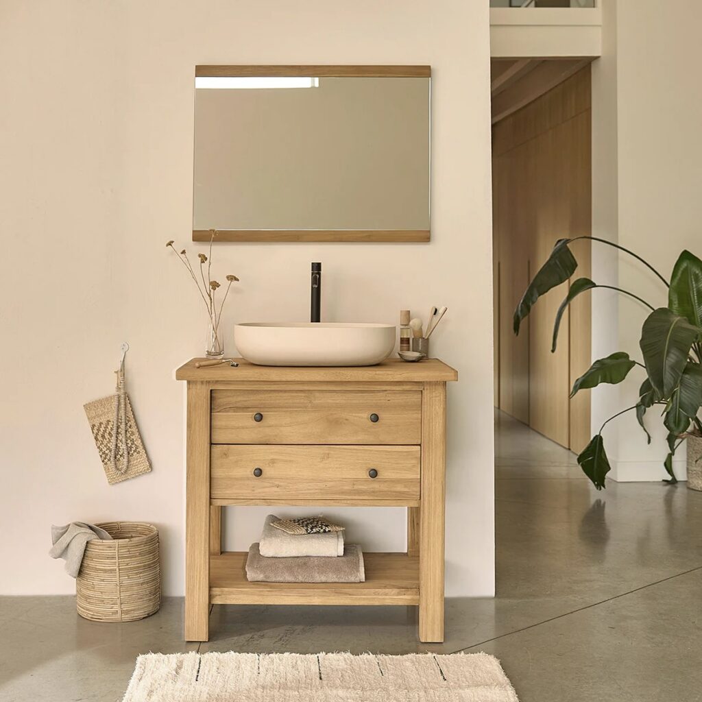 bois recyclé simple salle de bain attenante chambre