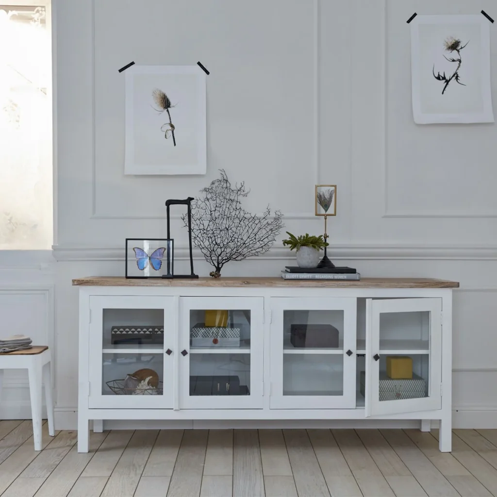 buffet esprit bord de mer banc vitrine bois flotté