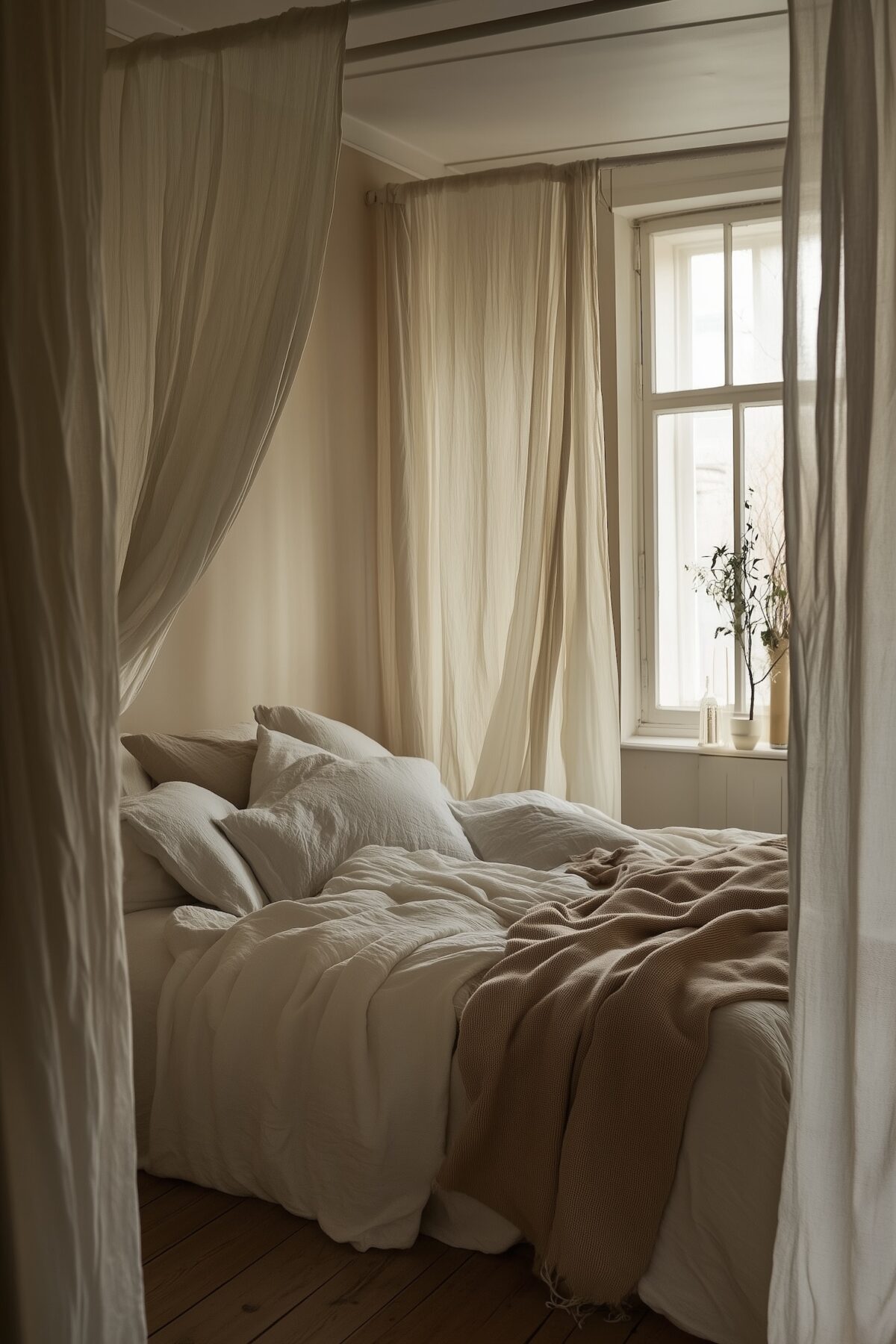 cloison rideaux lin voilage chambre romantique