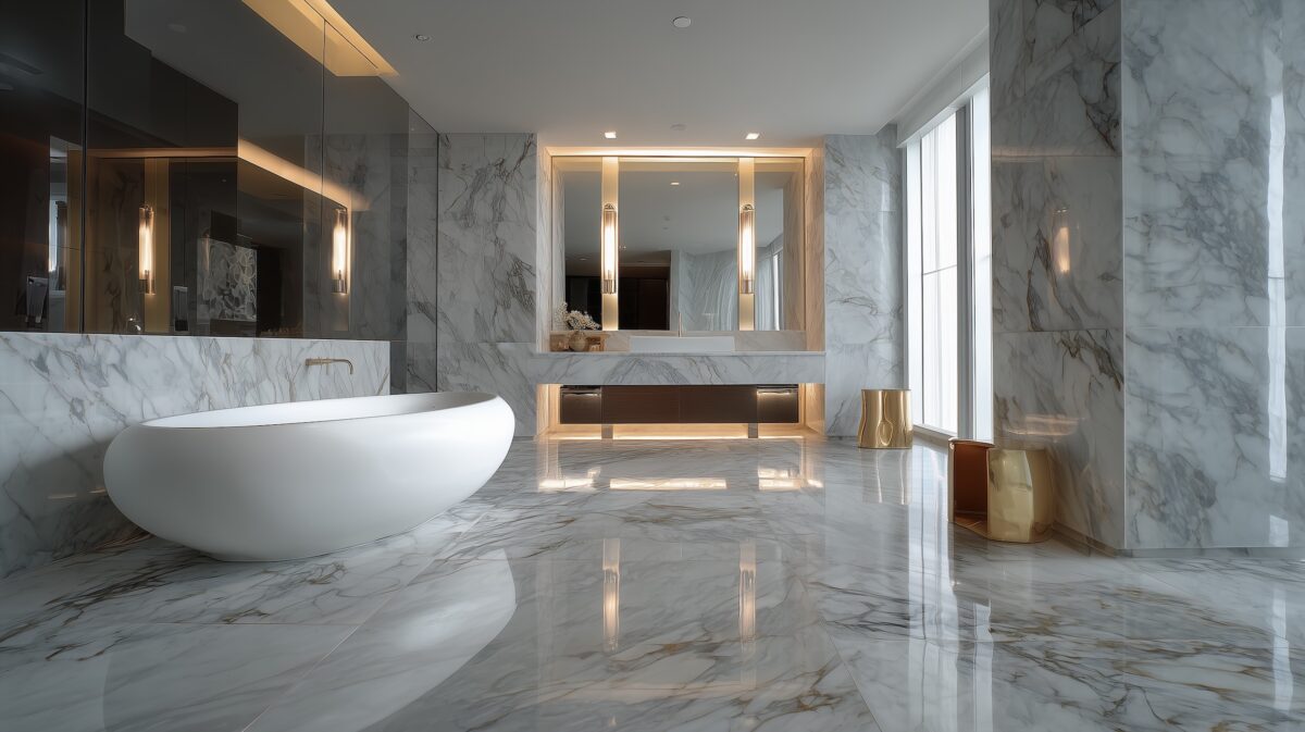 couleurs tendances sols marbre salle de bain haut de gamme