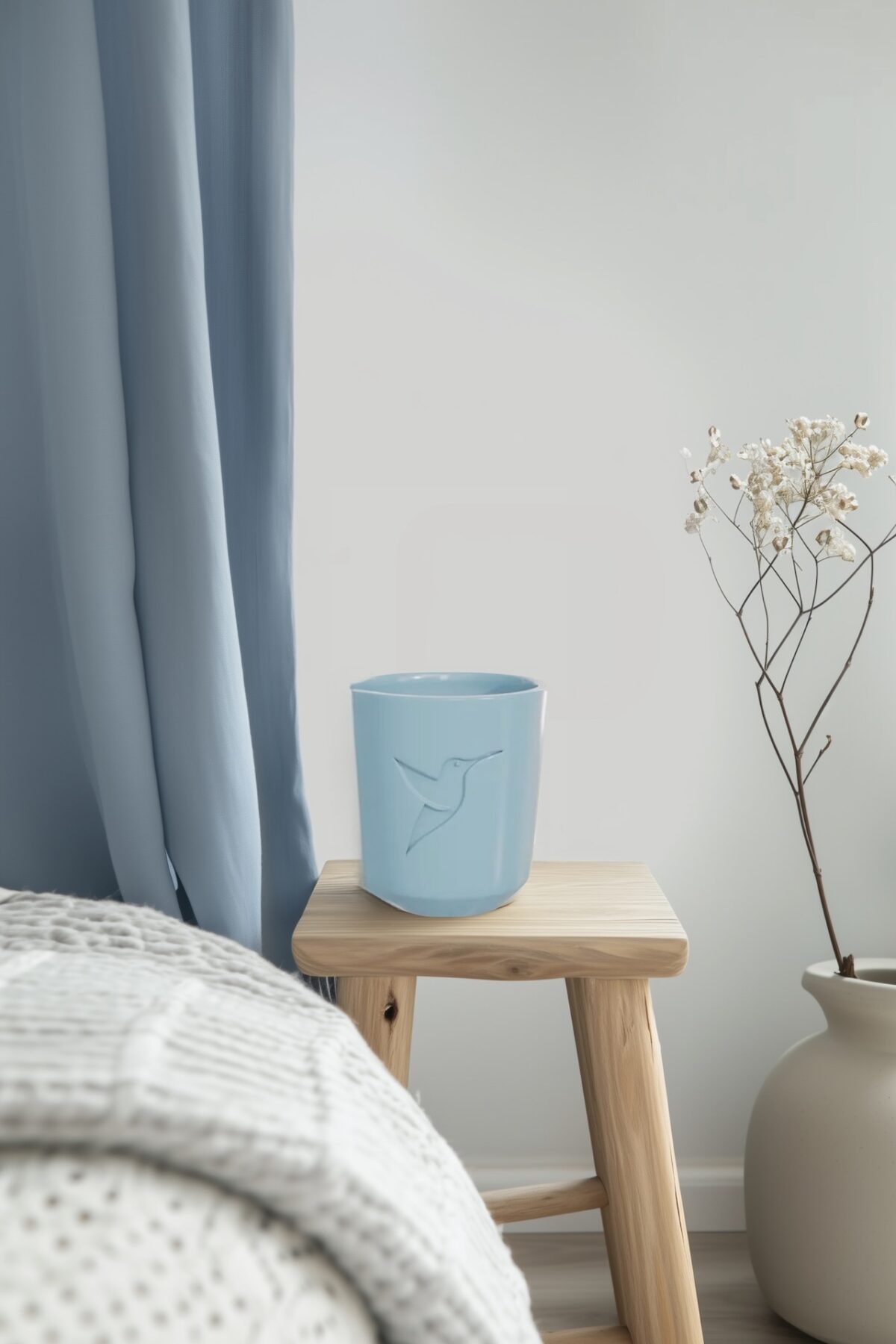 décoration chambre bois bleu clair