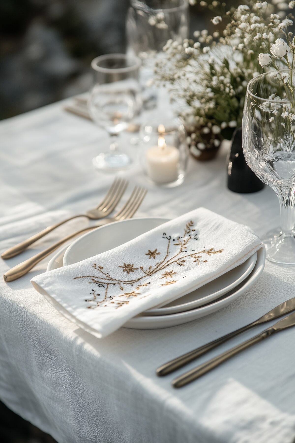 idée table fête blanche détail doré chic