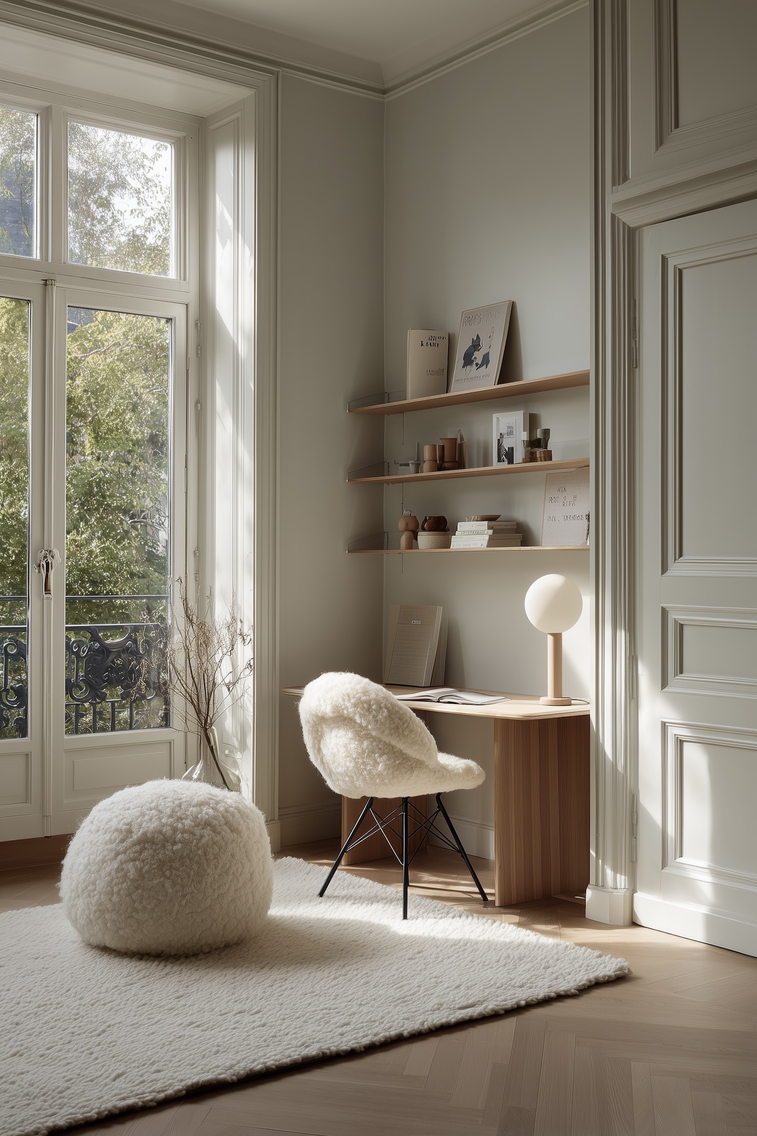 petit espace bureau chambre suspendu étagère étroit