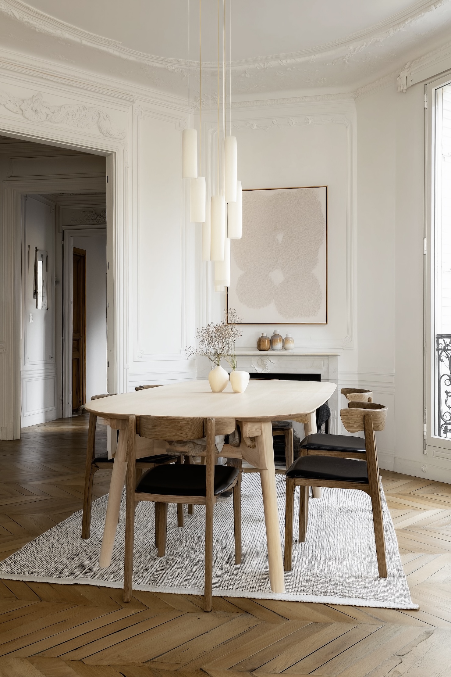 rénovation appartement haussmannien salle à manger japandi