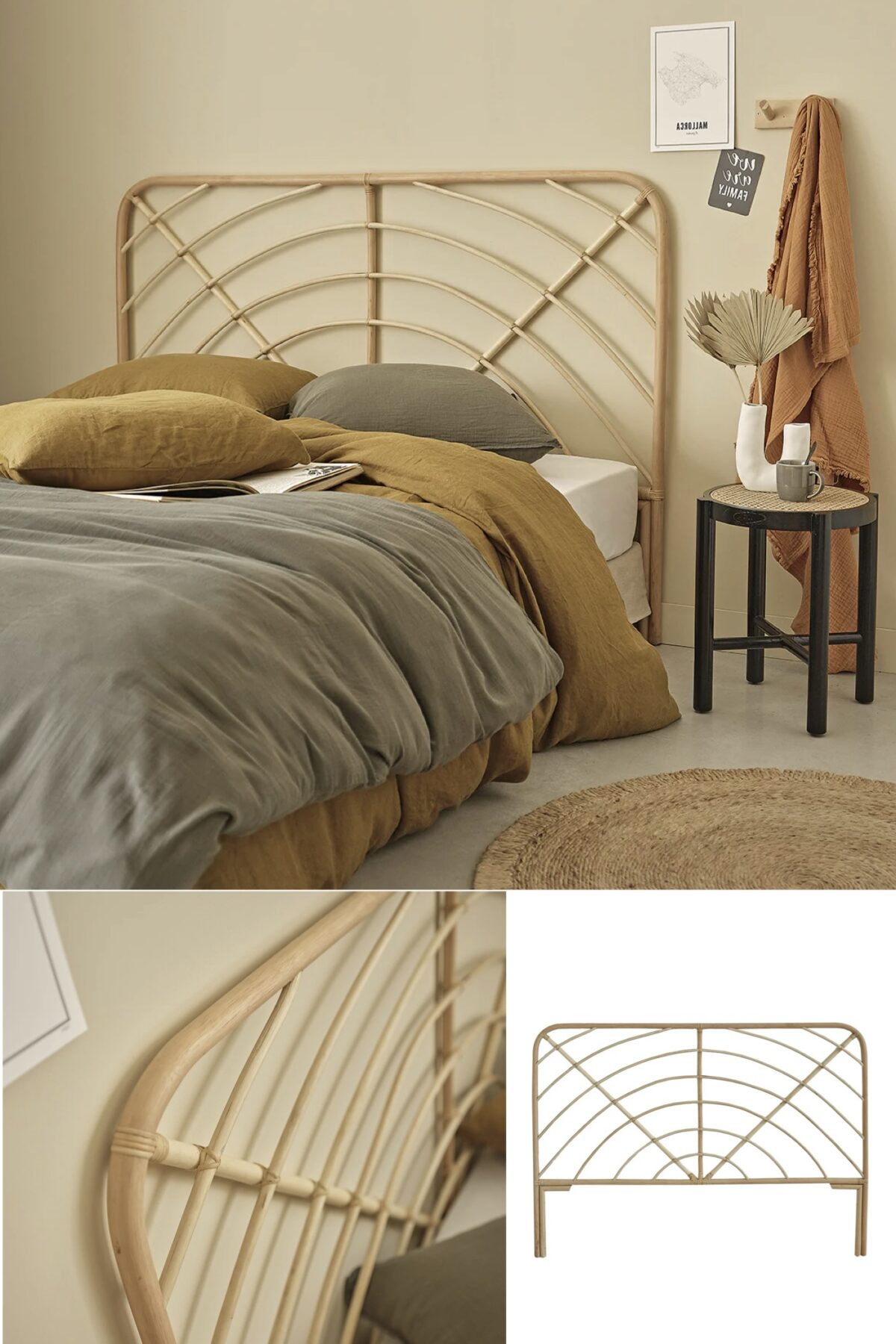 tête de lit rotin chambre bohème japandi