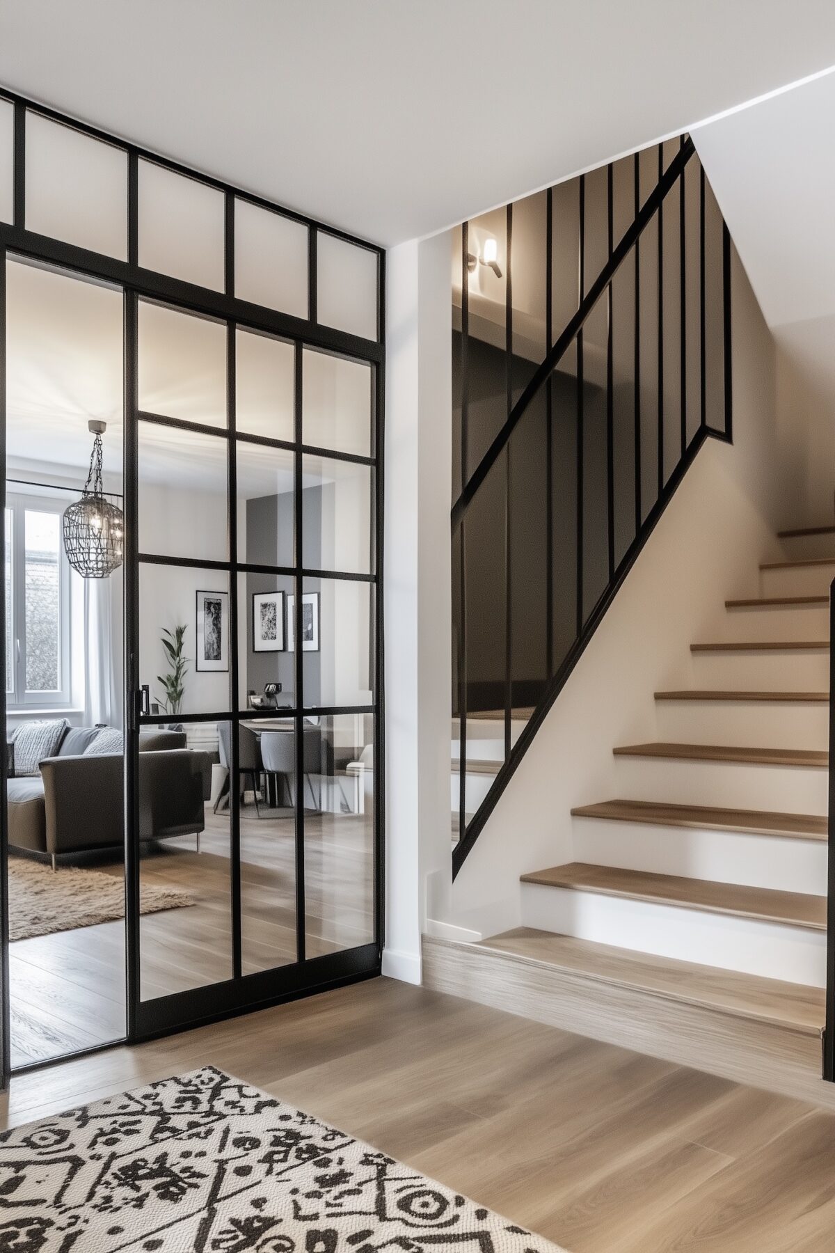 verrière fenêtre miroir acier métal noir structure