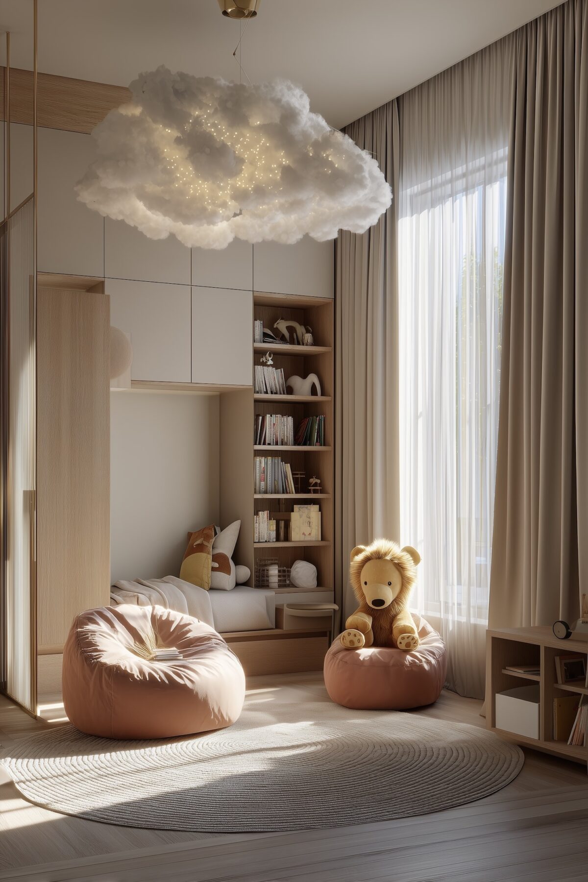 chambre enfant lion nuage architecte design lit sur-mesure