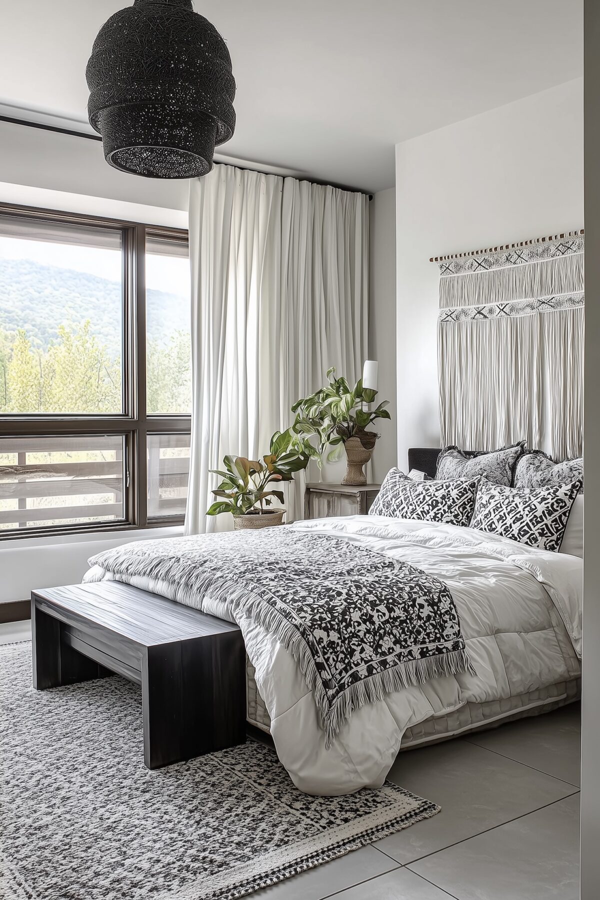 chambre noire blanc bohème