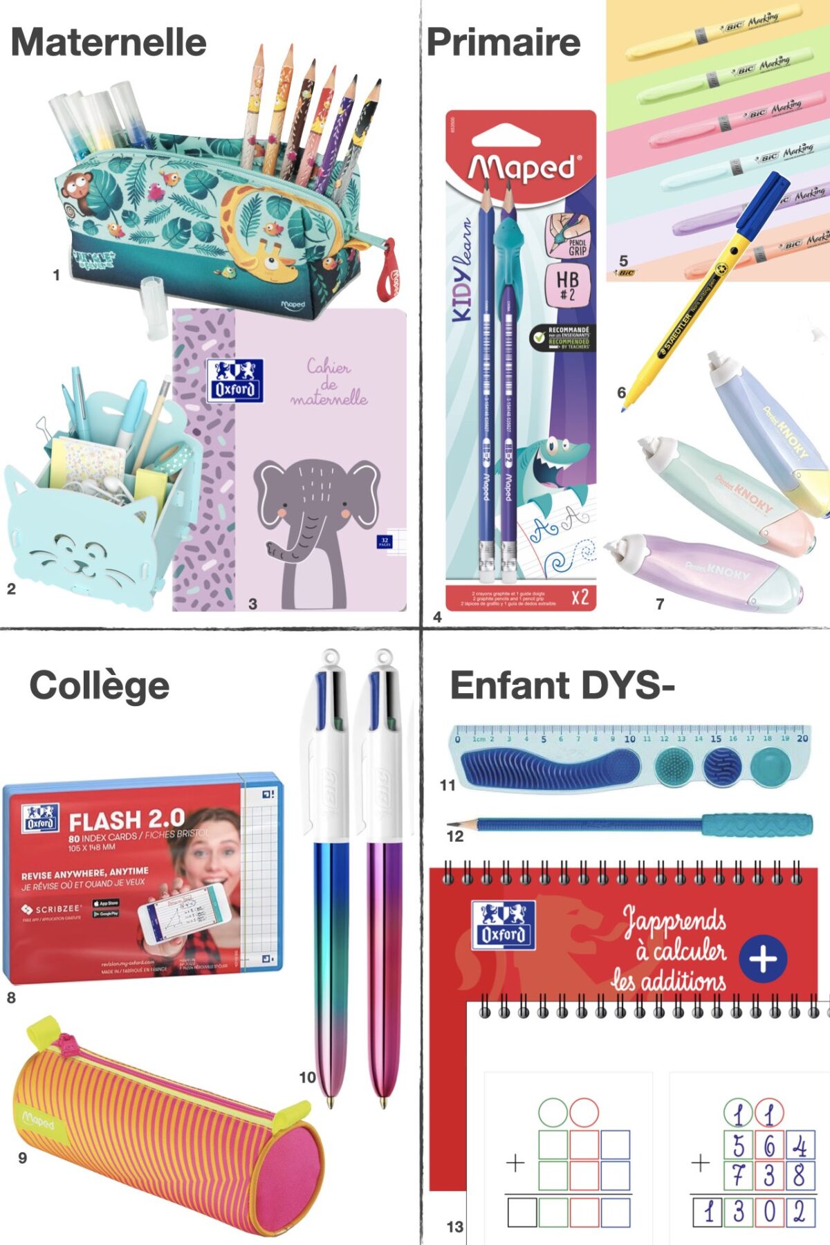 fournitures scolaires enfant dys