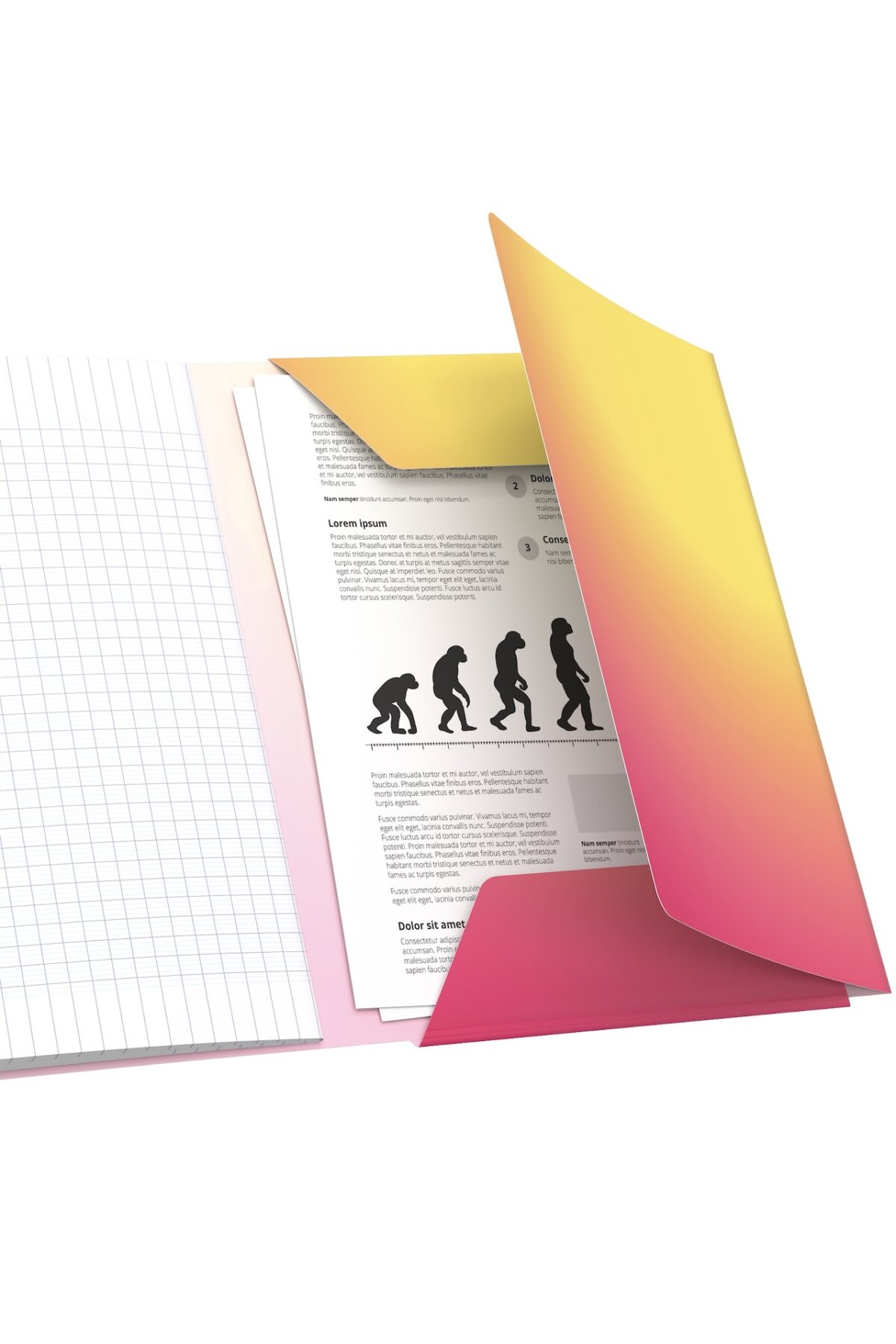 rentrée scolaire fournitures pochette dégradée jaune rose