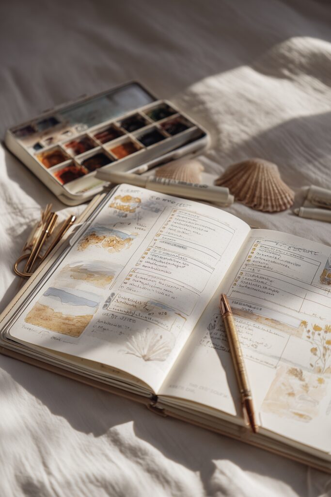 activité créative plage dessin aquarelle