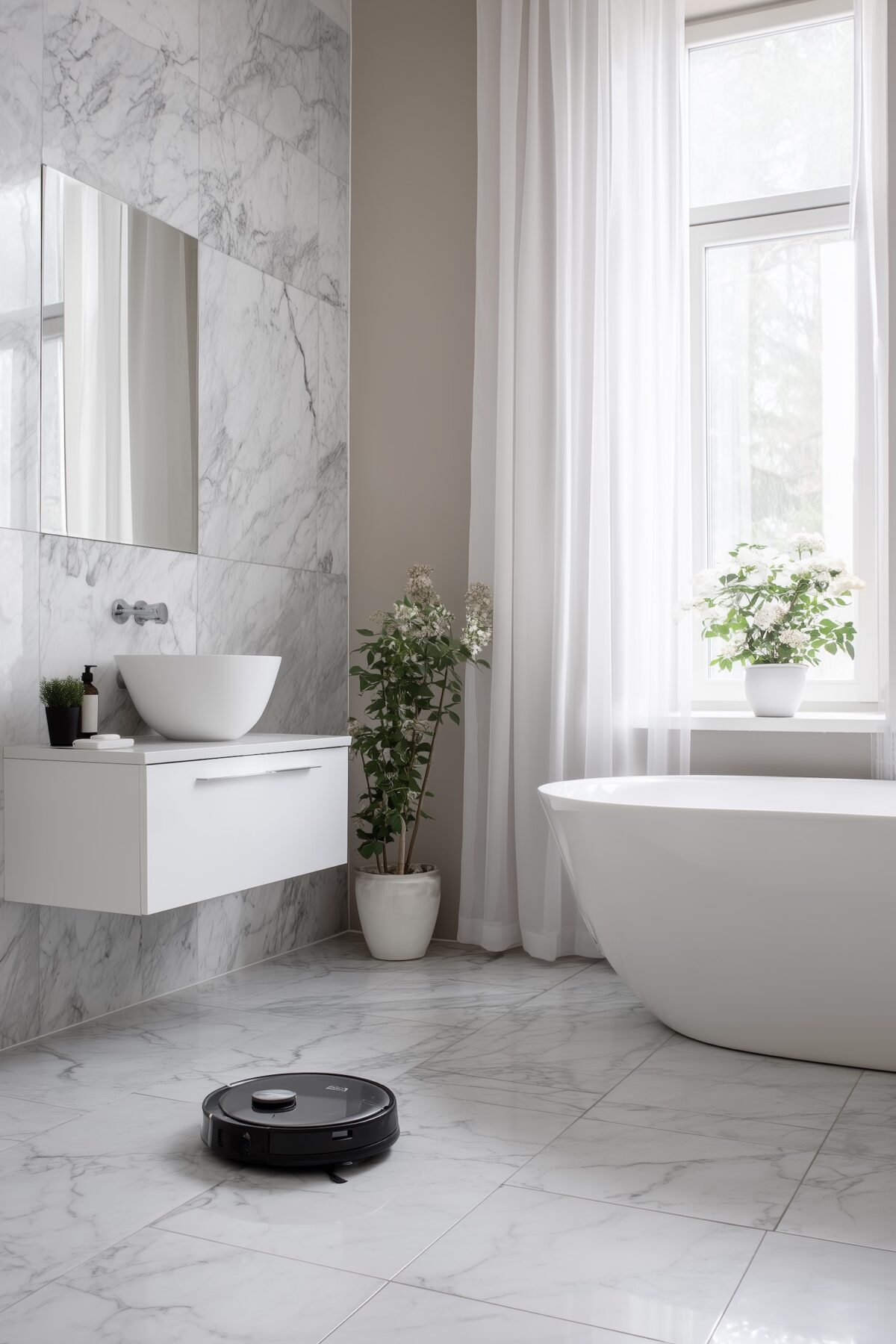 entretien carrelage grès cérame impression marbre salle bains