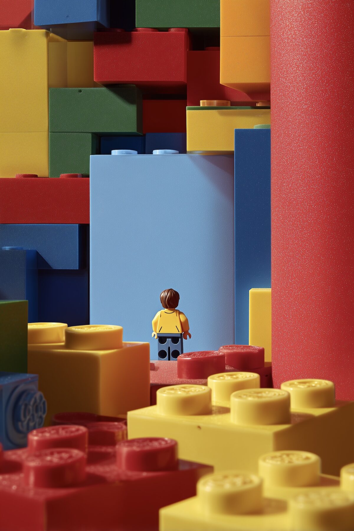 set design lego briques personnage géantes