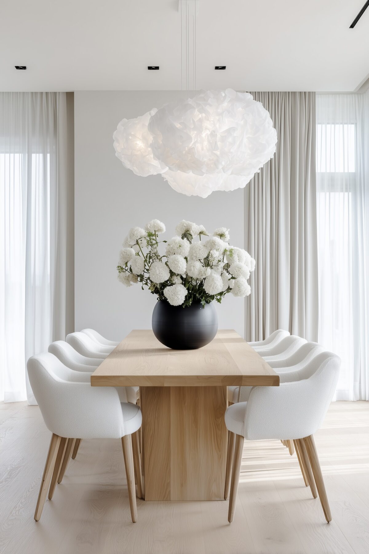 suspension effet nuage au-dessus table repas