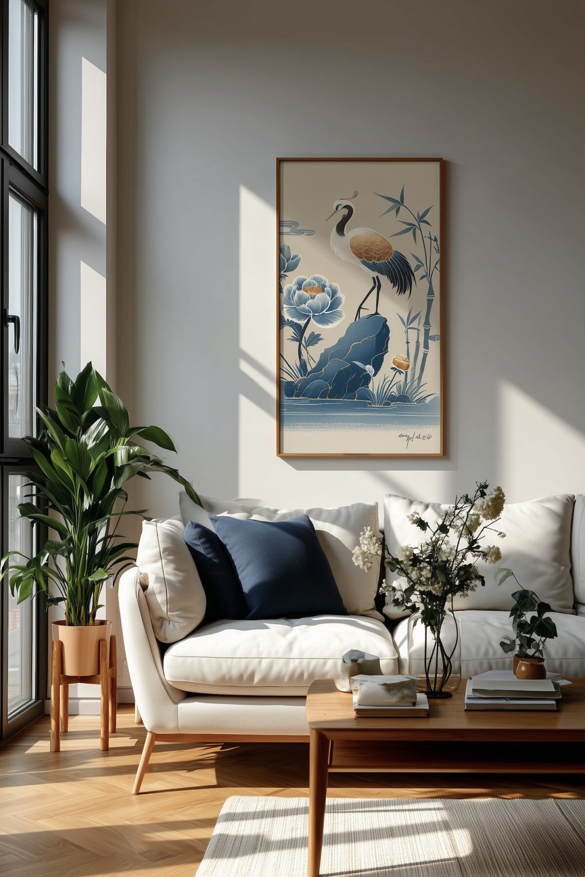 Walensky poster grue du Japon héron nénuphar