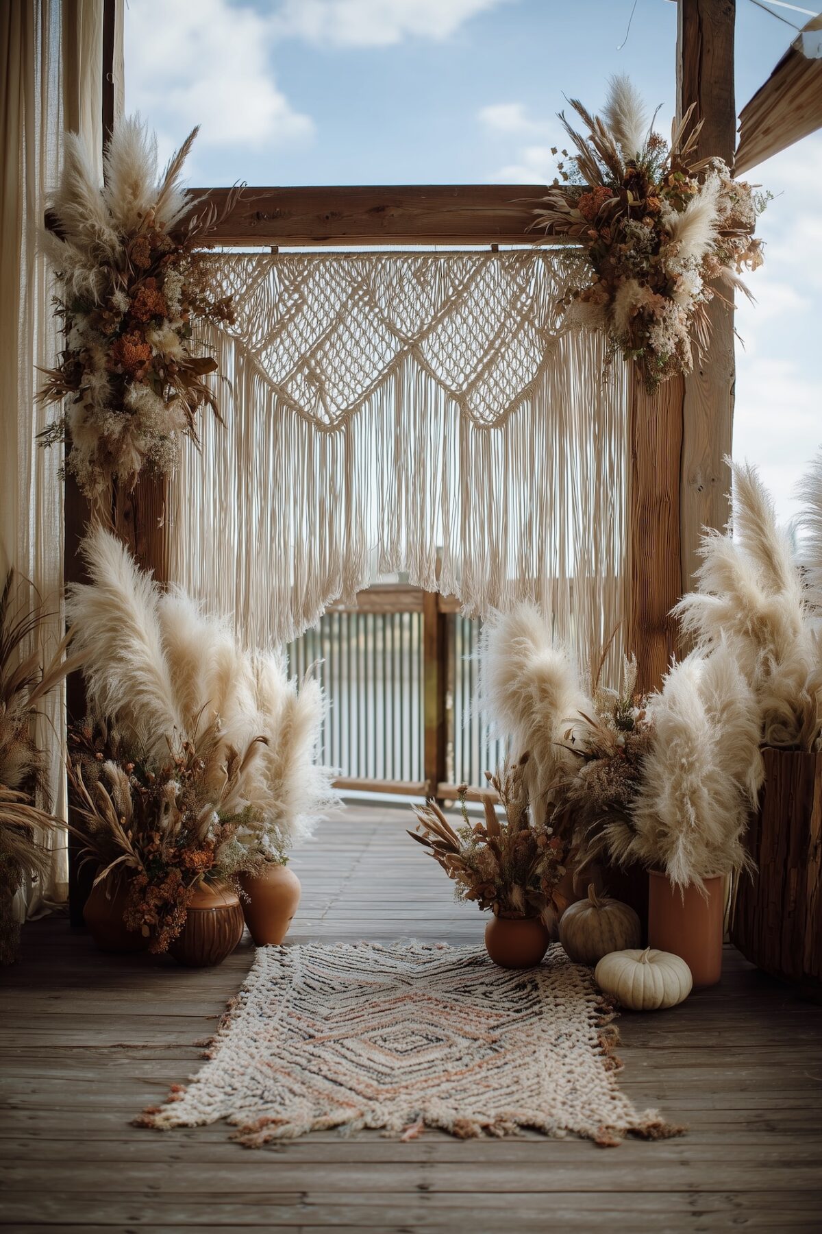 arche boho macramé photocall fête