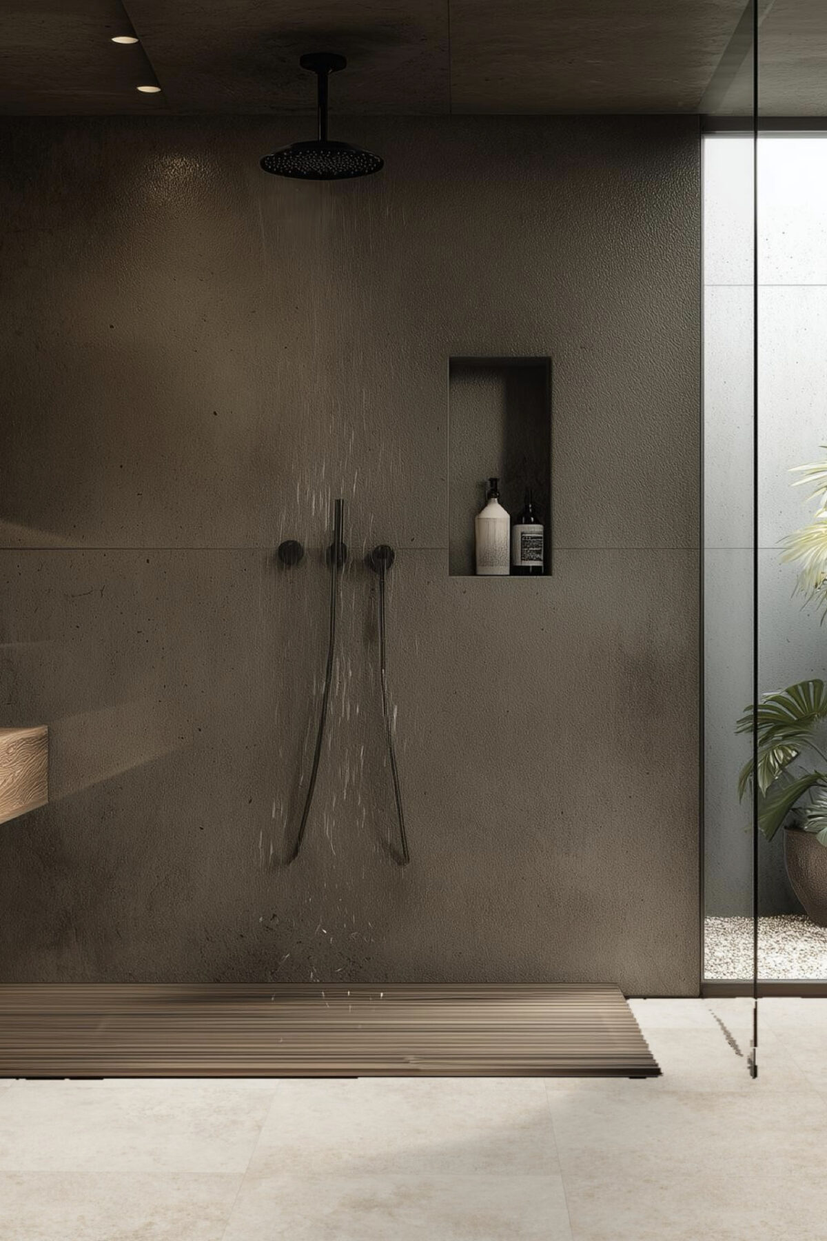 douche italienne sol crédence effet pierre