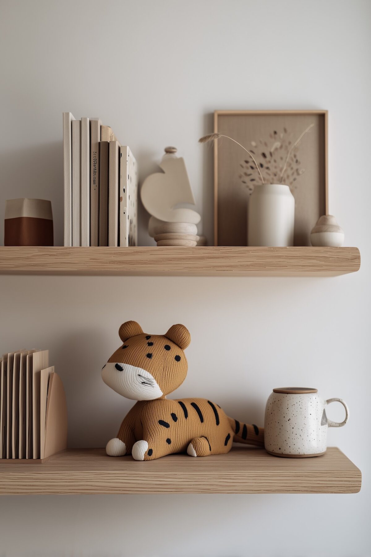 chambre enfant mur étagère bois chêne massif