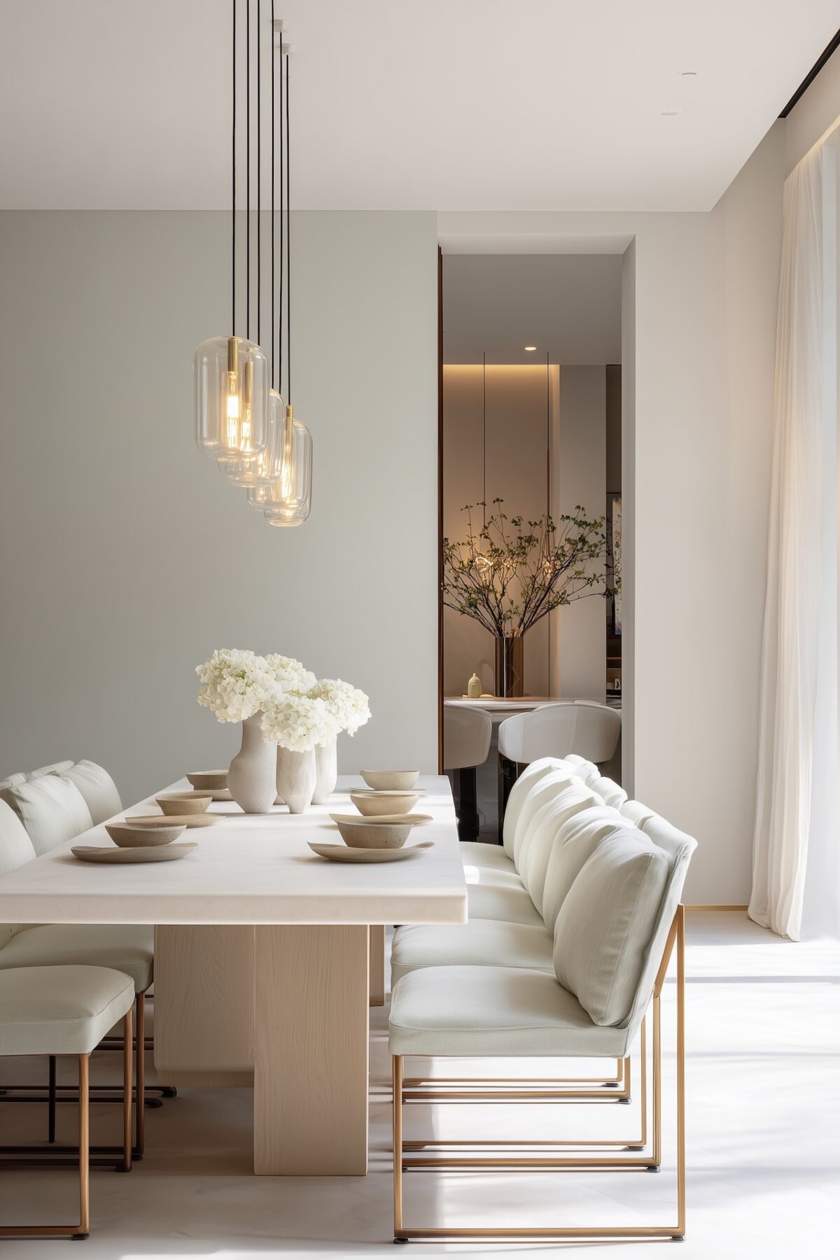 salle à manger chic nuances beige néo-classique décoration