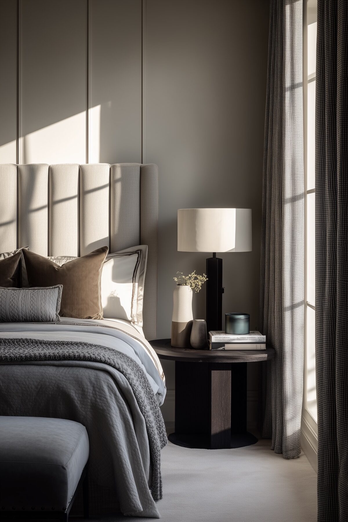 chambre façon hotel luxe beige marron gris