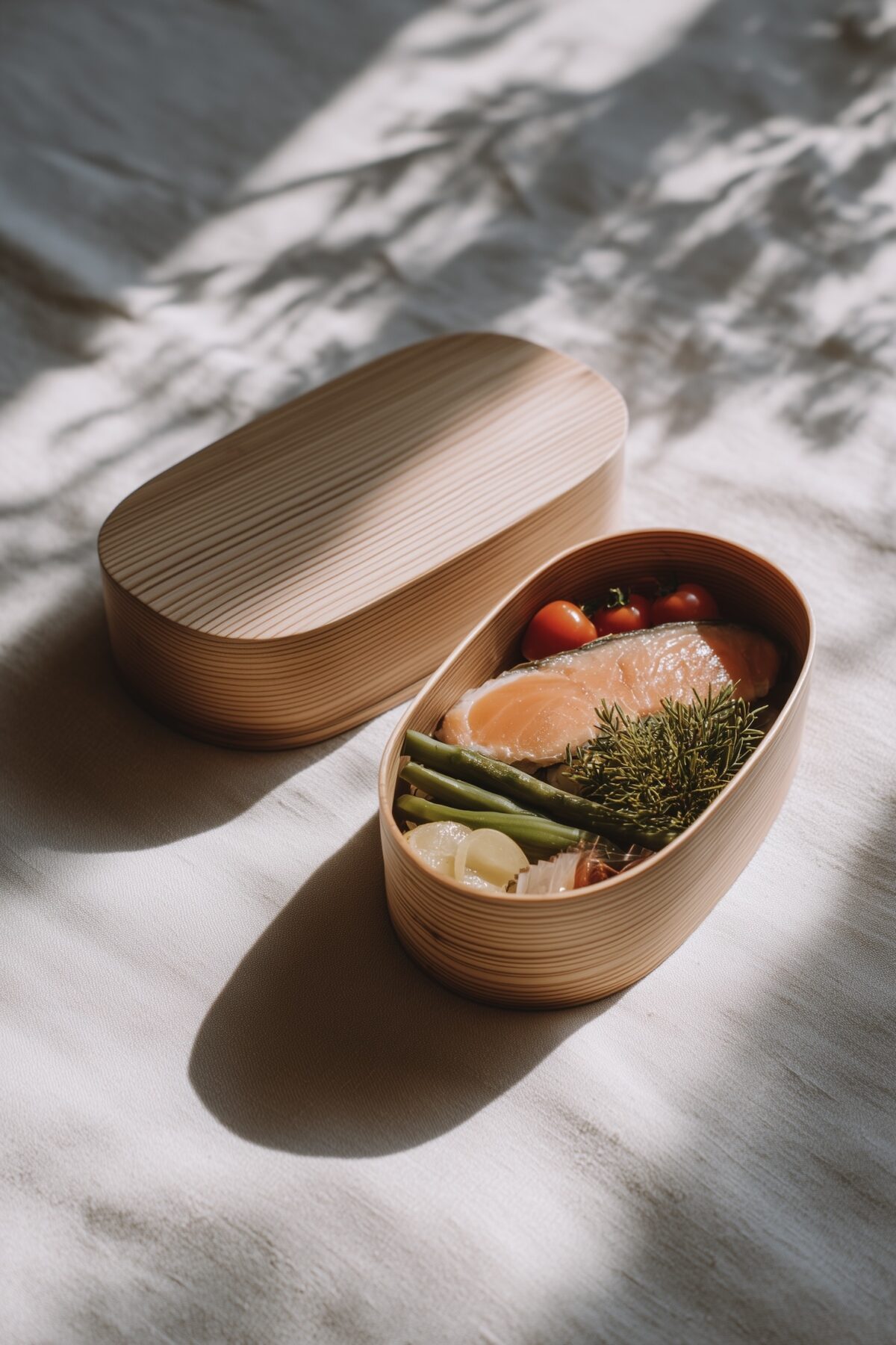 bento magewappa repas japonais saumon legumes artisanat bois