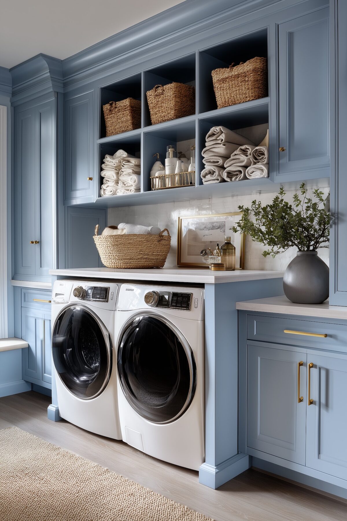 buanderie lingerie bleu clair salle bains