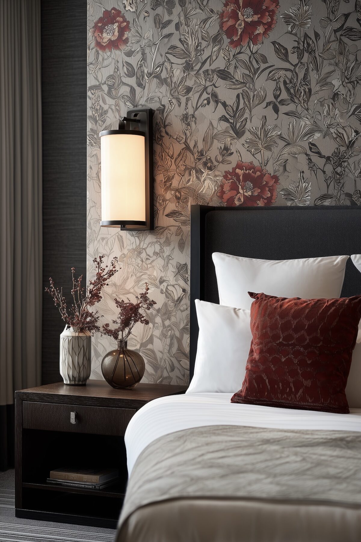 chambre Art Déco Nouveau beige rouge noire