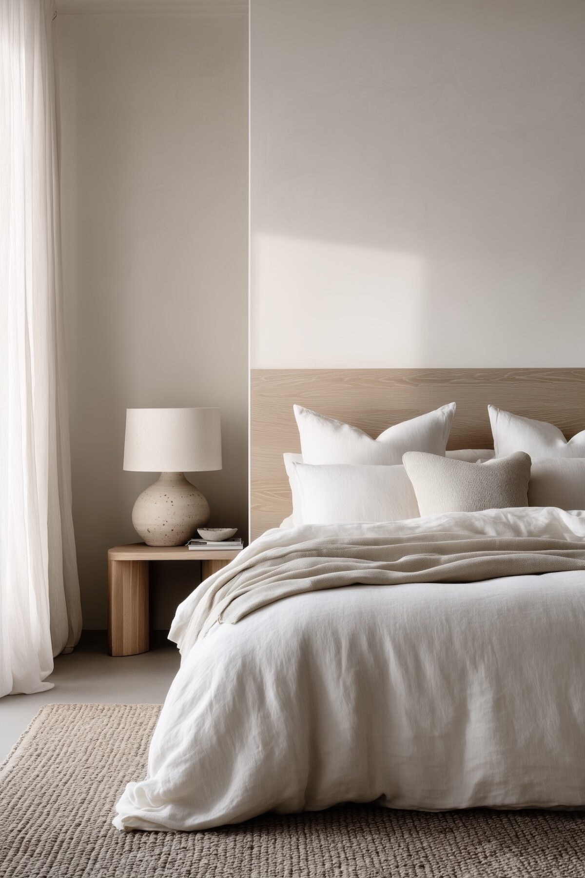 chambre minimaliste lin bois ambiance douce