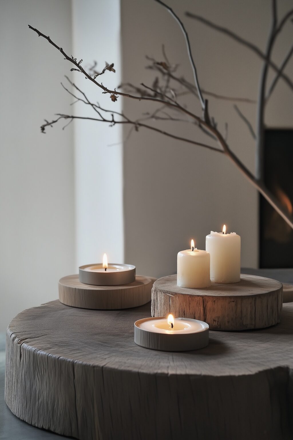 décorer salon cosy avec bougies bois