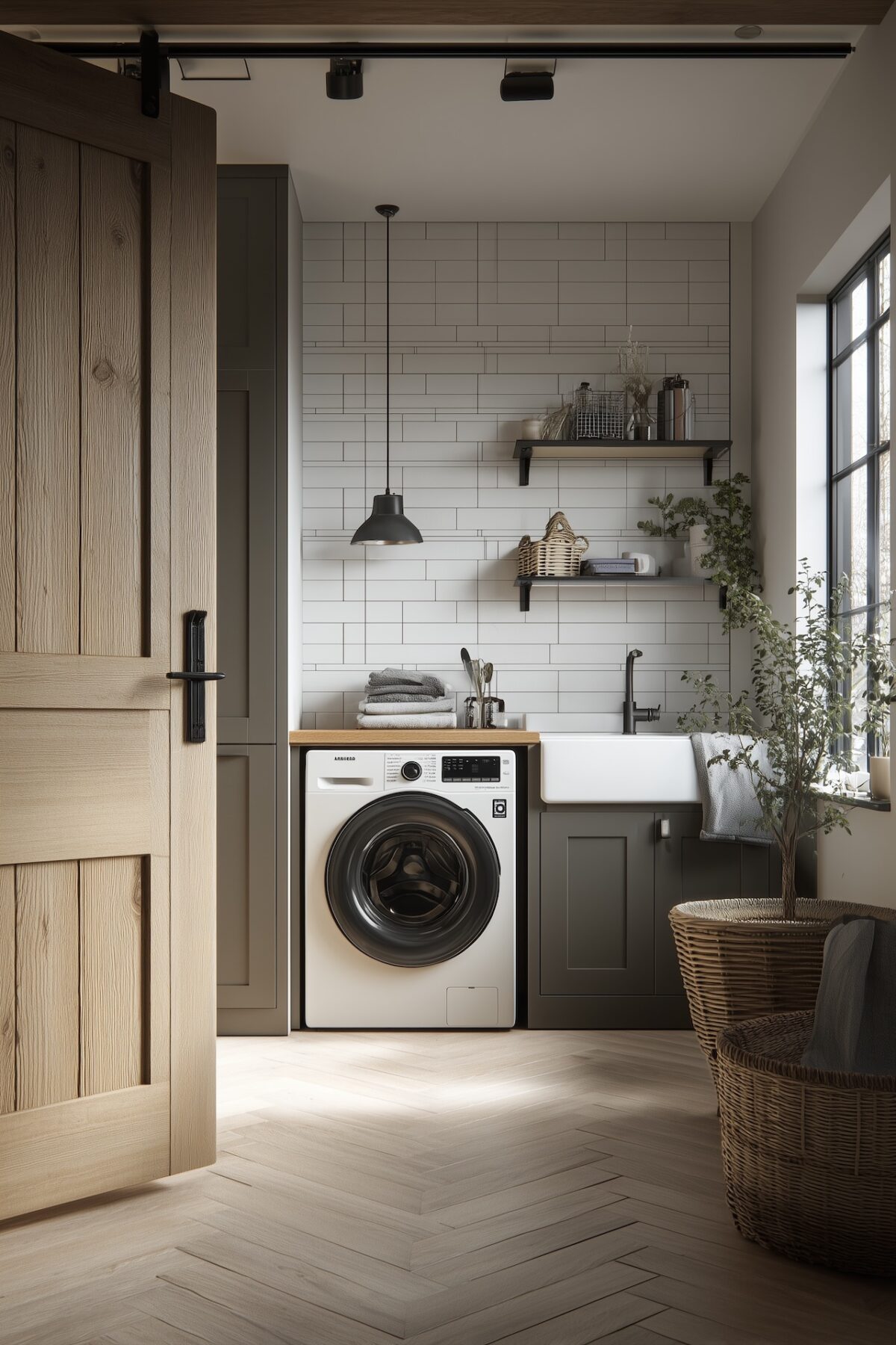 inspiration buanderie vert kaki olive bois ikea