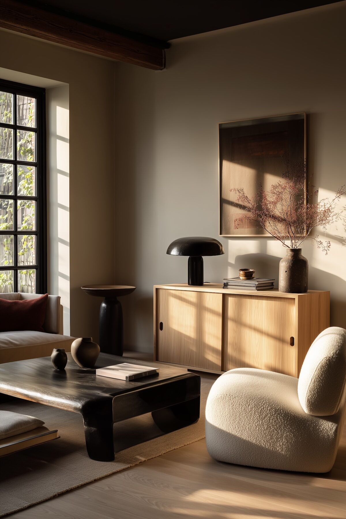 salon danois style japonais essences bois