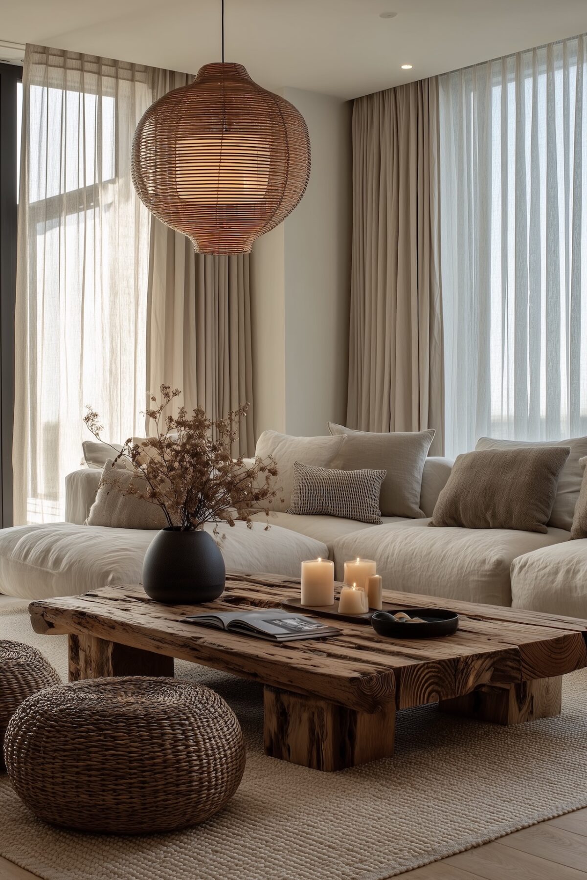 salon moderne bois rotin blog déco
