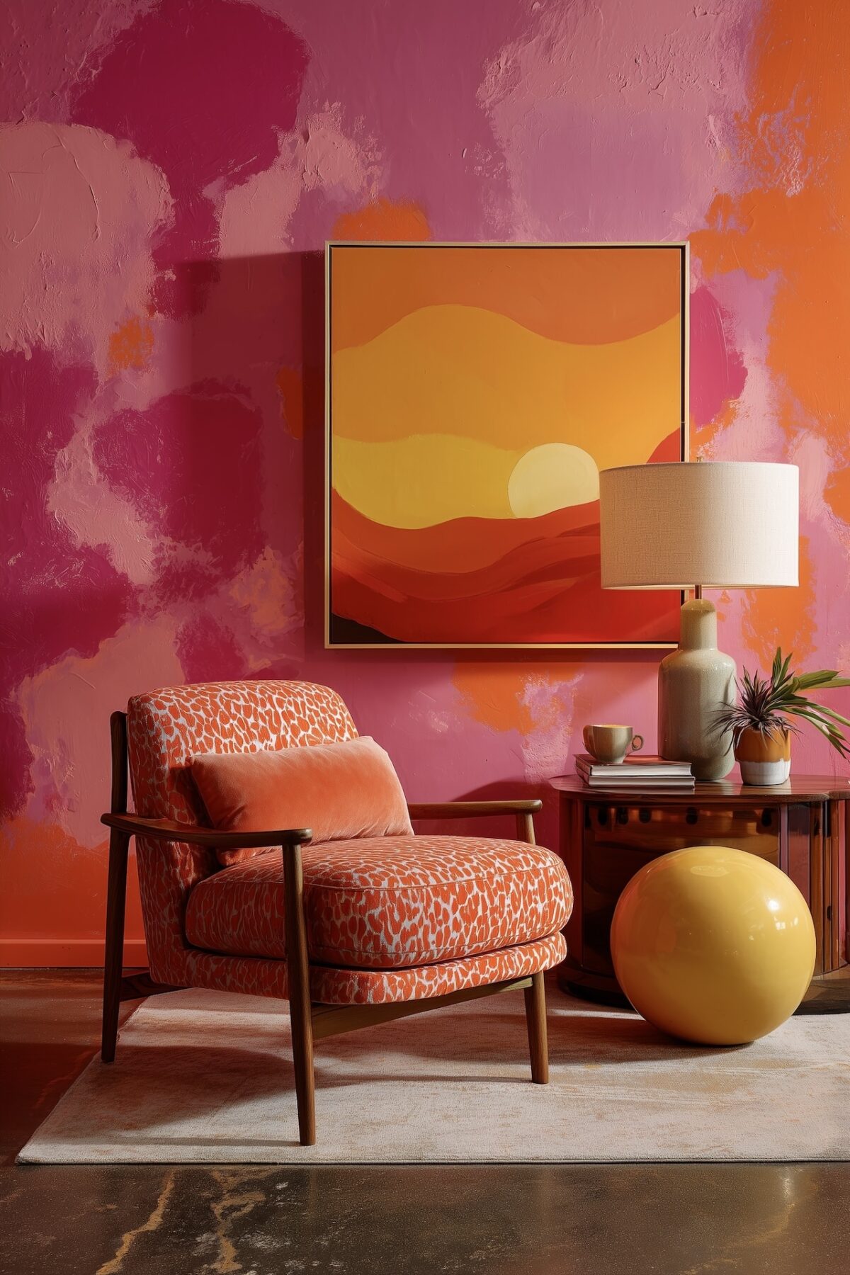 chambre artistique années 80 peinture murale fluo