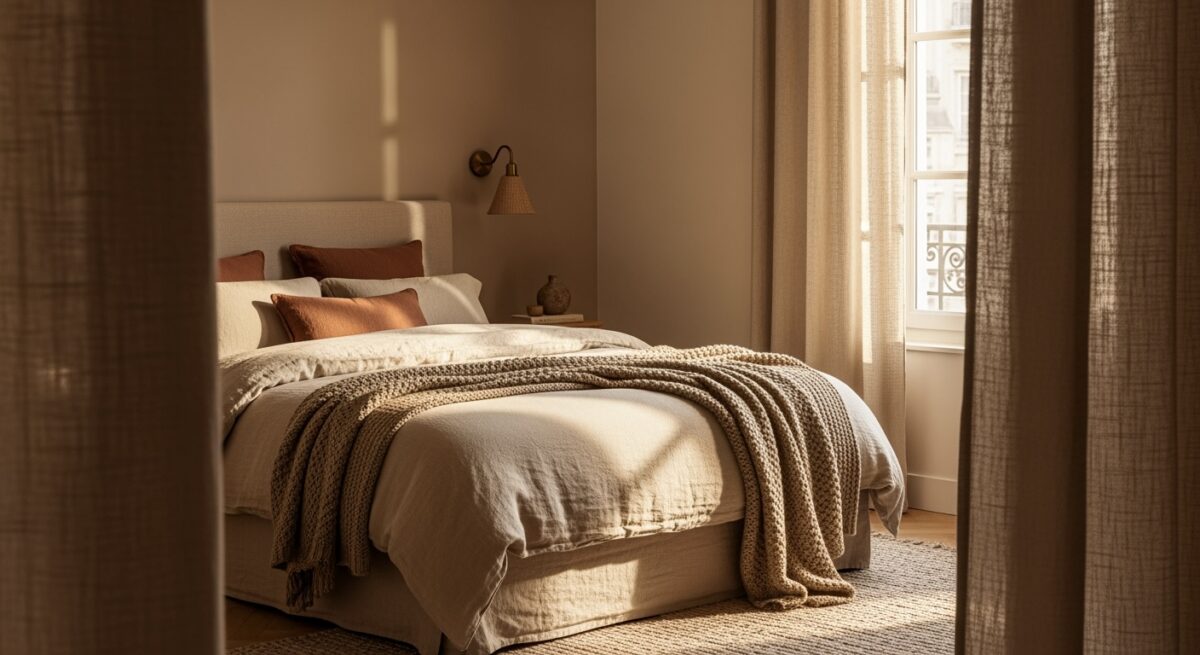 chambre cosy palette texture conseils décoratrice intérieur blog