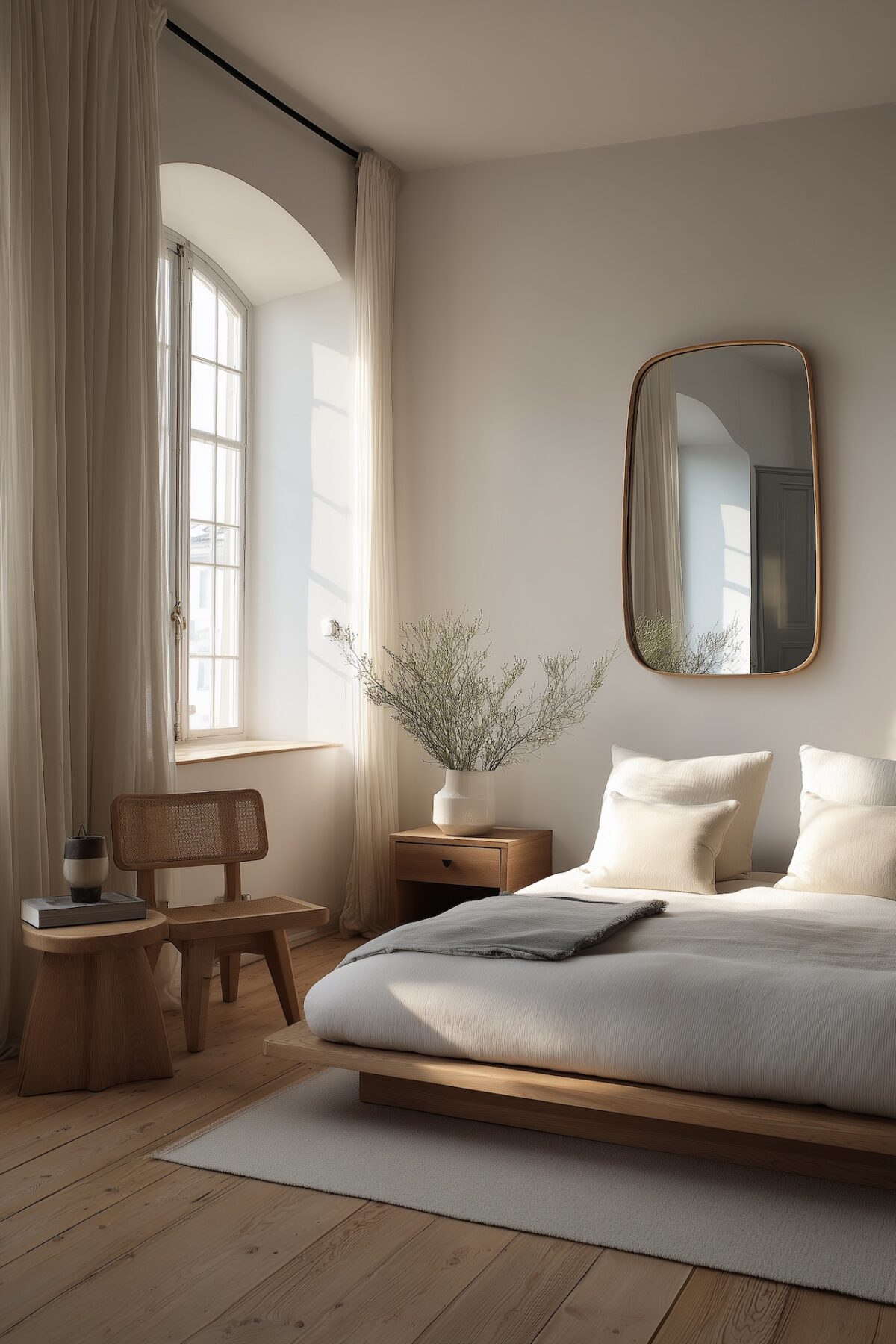 chambre couleurs neutres bois design lisse