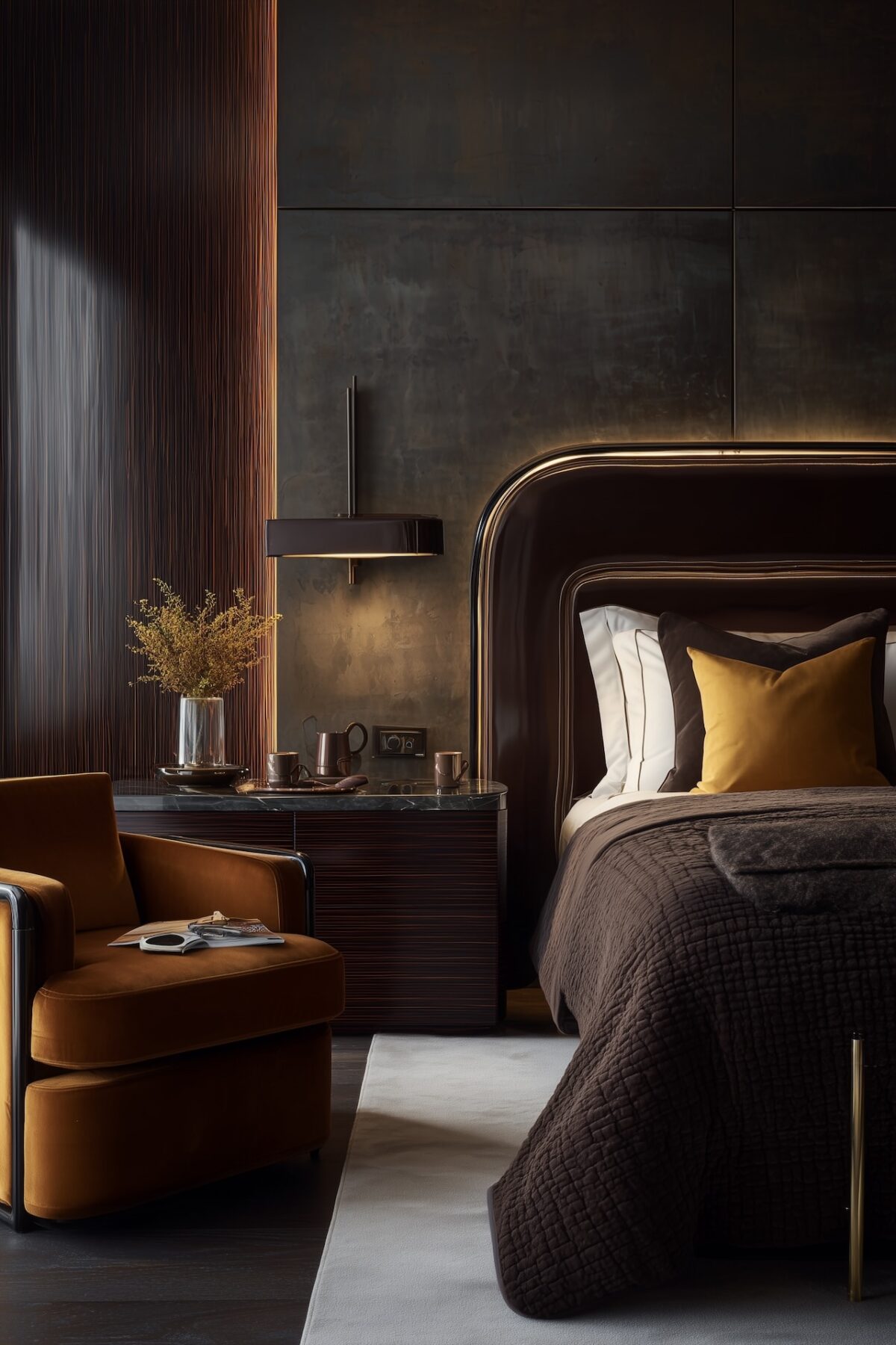 chambre luxe années 80 bois foncé design hotel