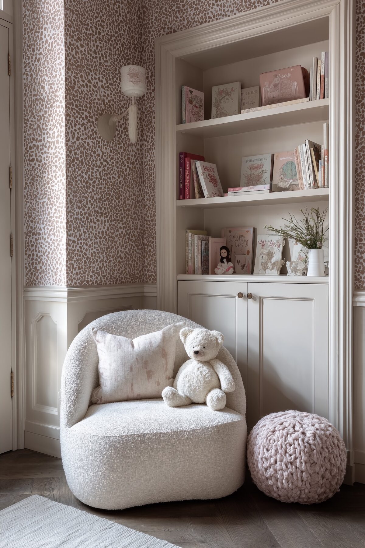 chambre papier-peint léopard rose terracotta