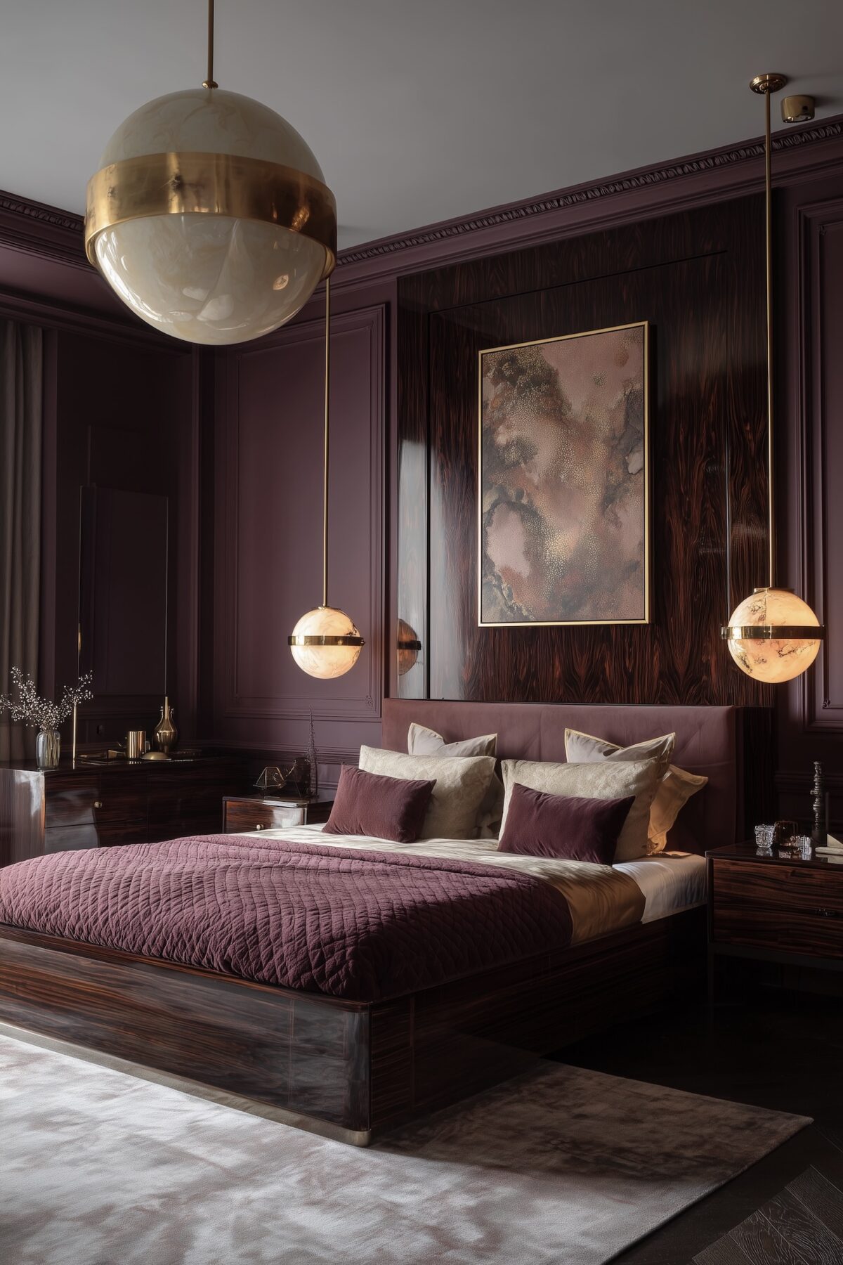 chambre rose framboise luminaire suspension globe