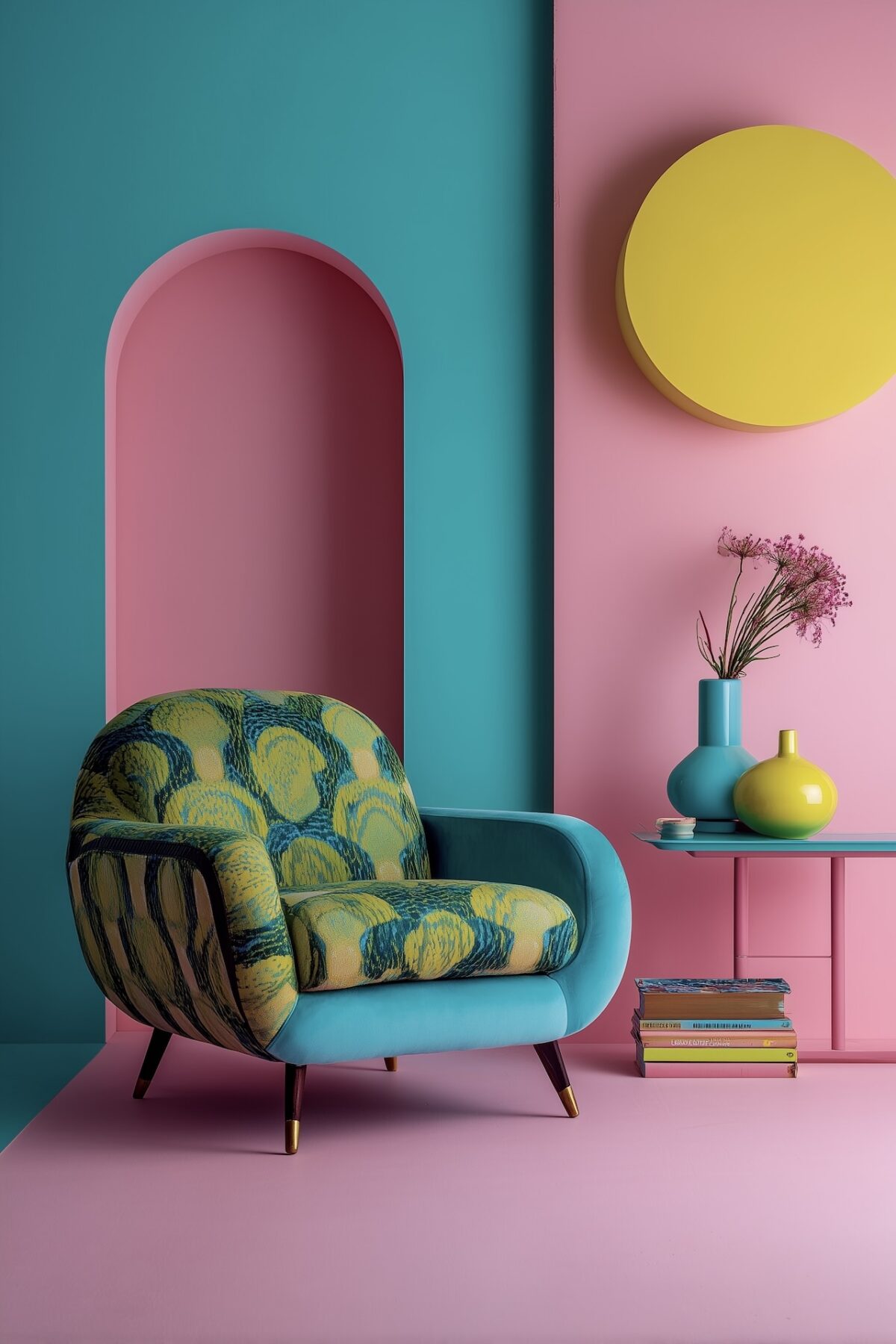 coin cosy design pop 80s rose turquoise