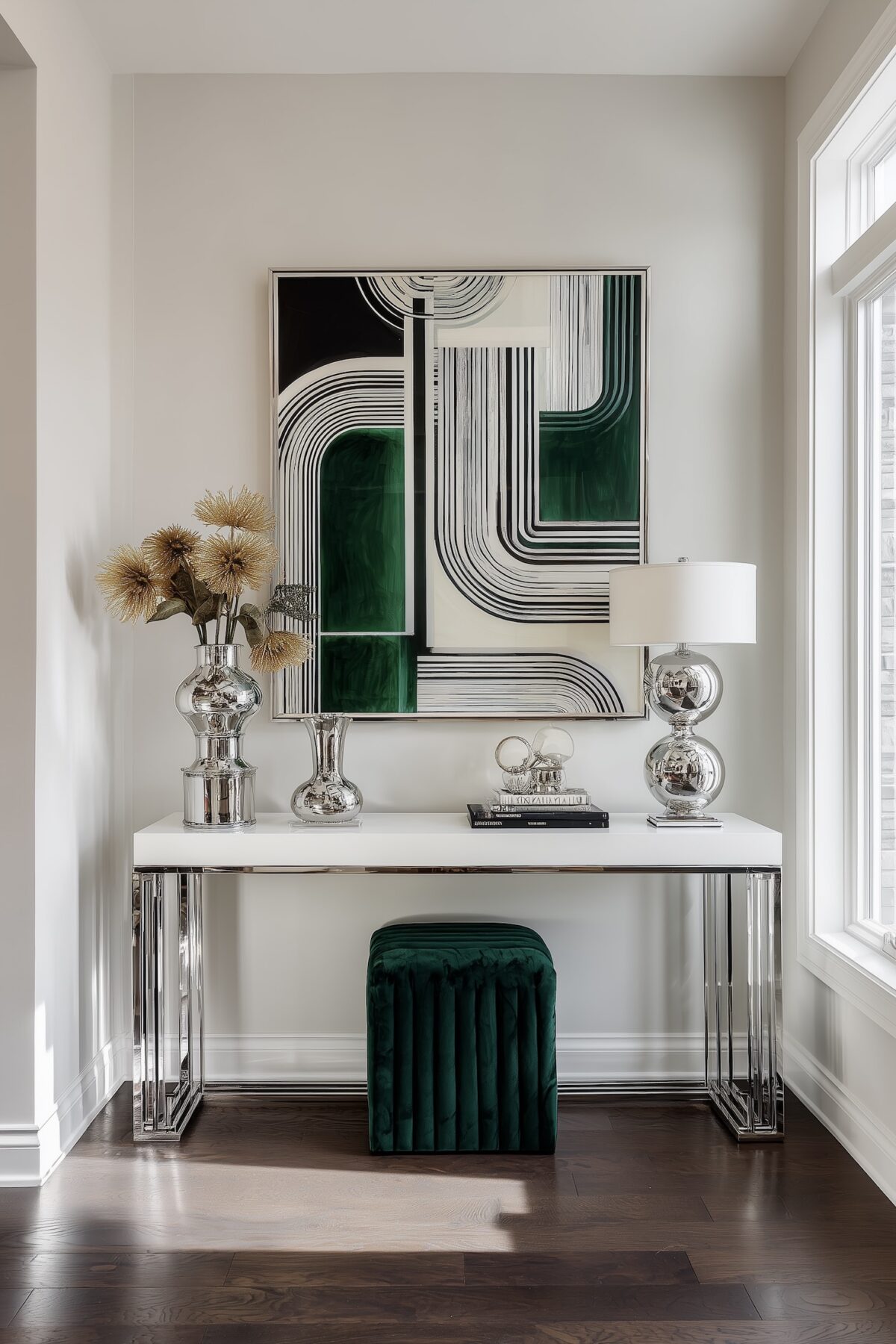 entrée appartement meuble décoration chrome années 30