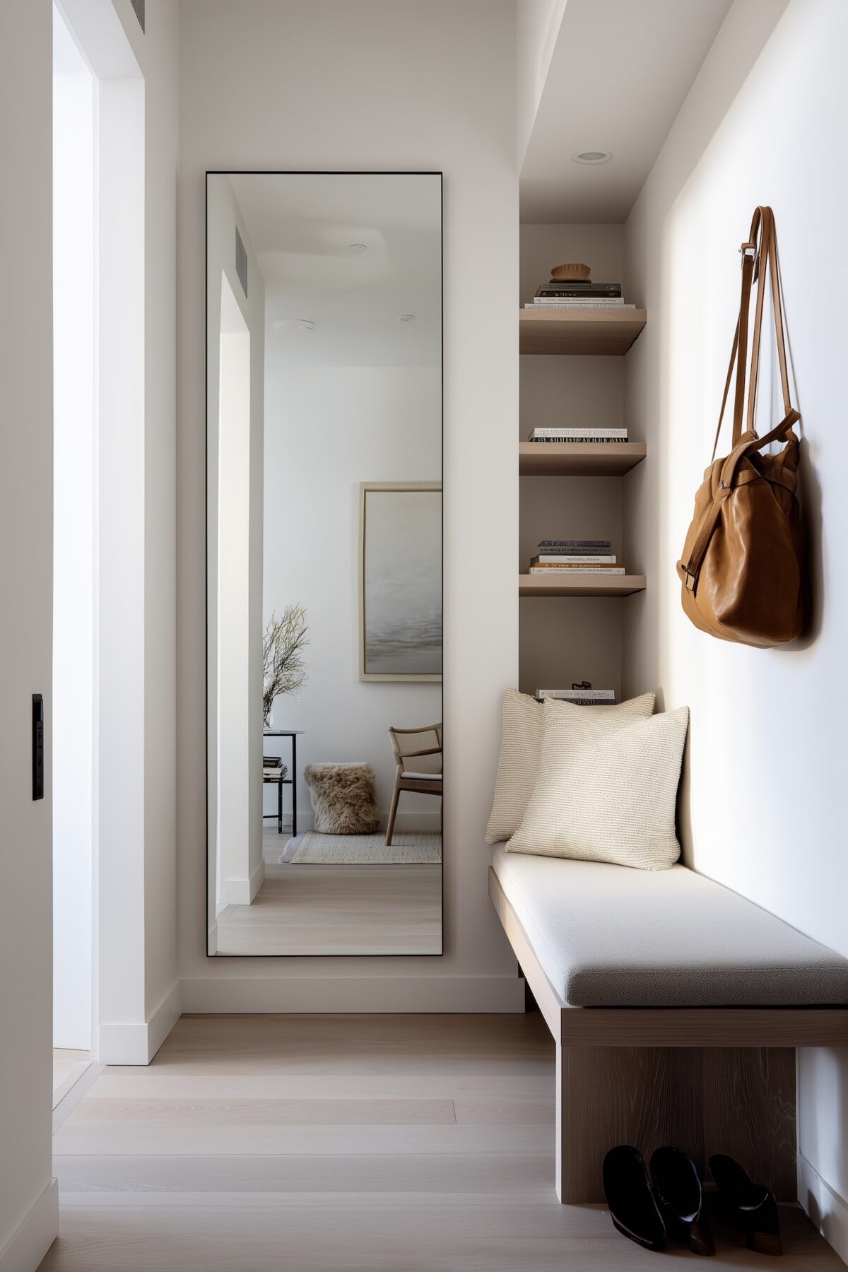 entrée miroir pleine hauteur cache placard