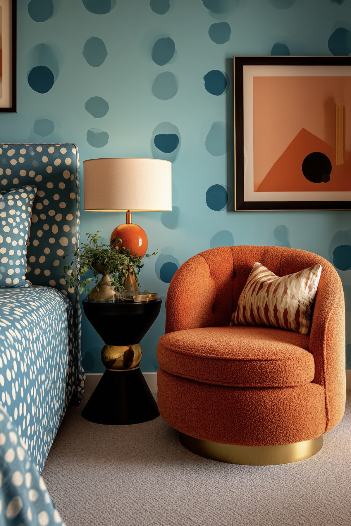 fauteuil pop texture bouclette motifs graphiques