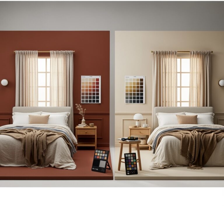 mur couleur beige terracotta comparatif déco