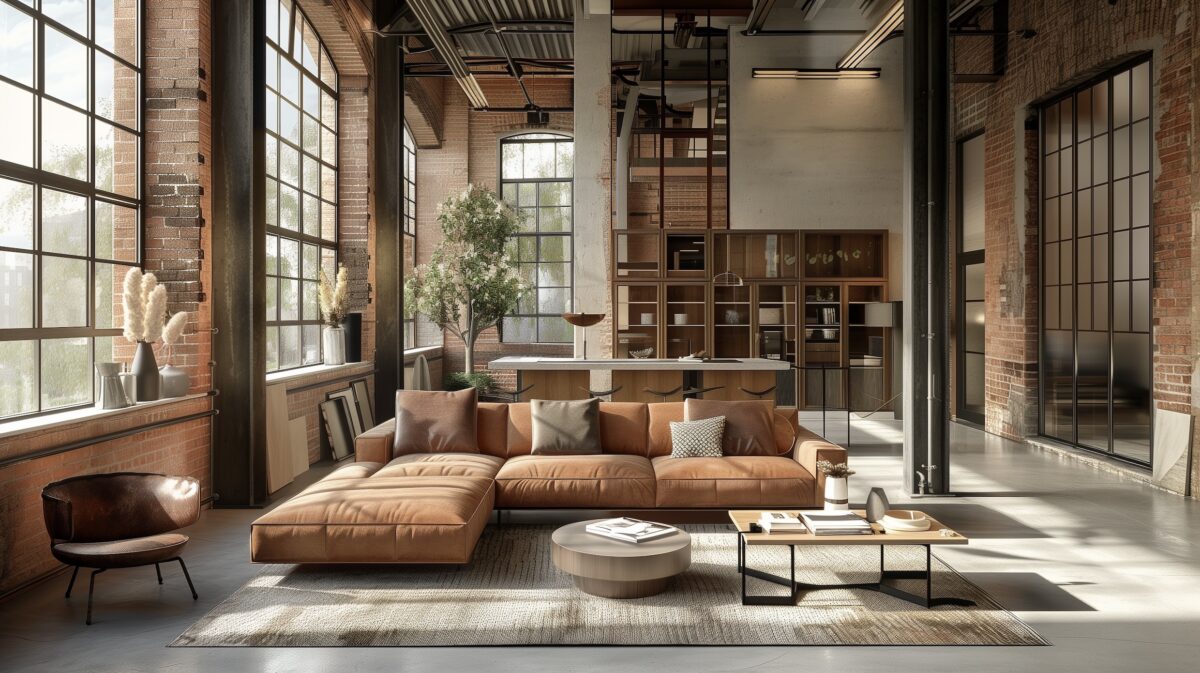 séjour ouvert style industriel idée agencement - blog déco