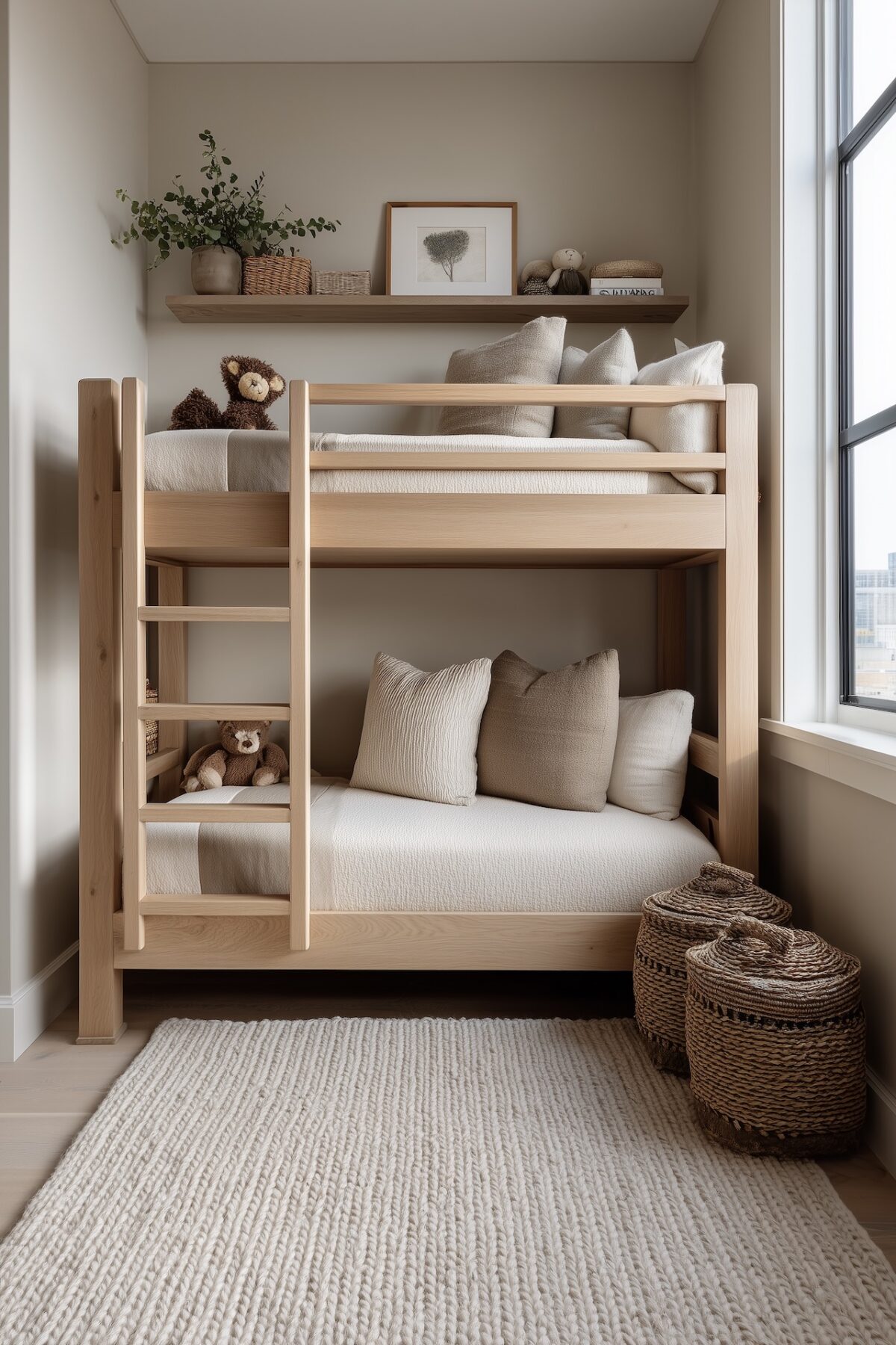 aménagement couleurs neutre beige mum chambre jumeaux