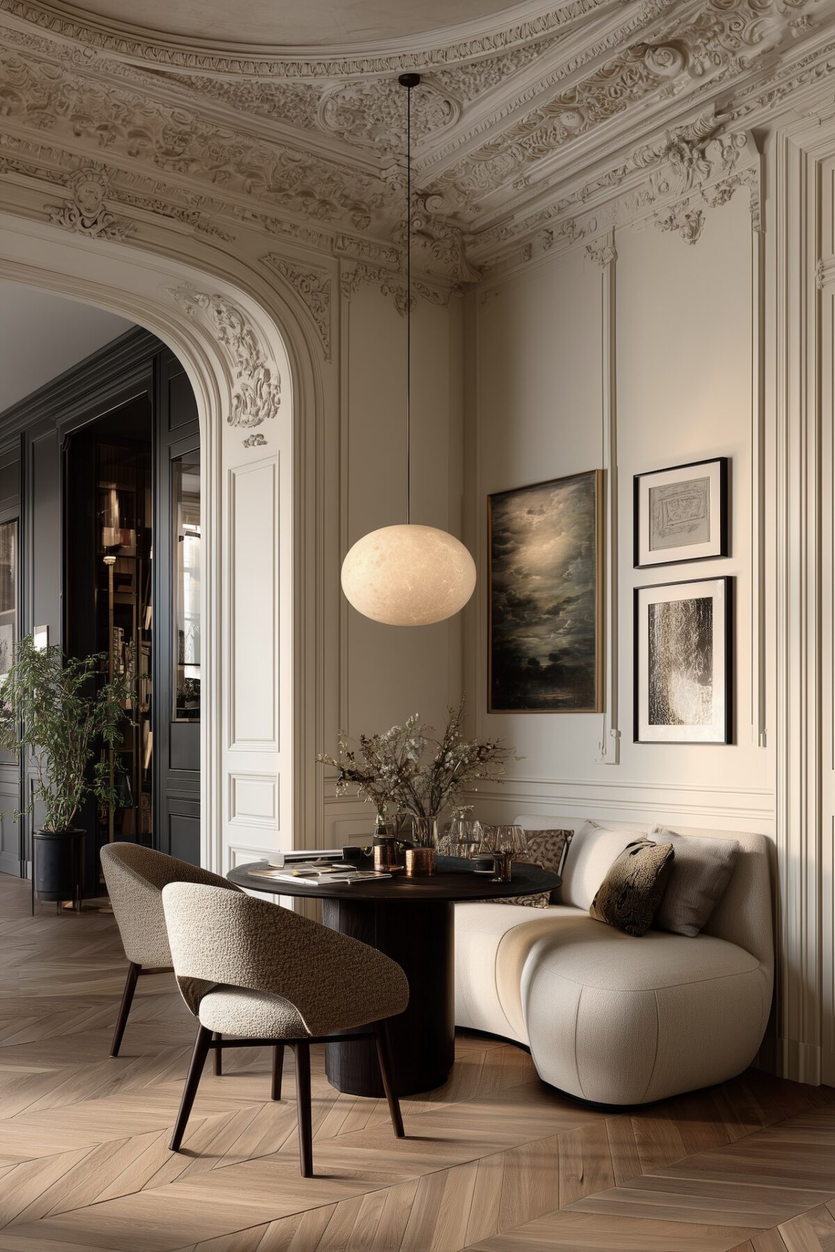 appartement parisien haussmannien coin repas moderne
