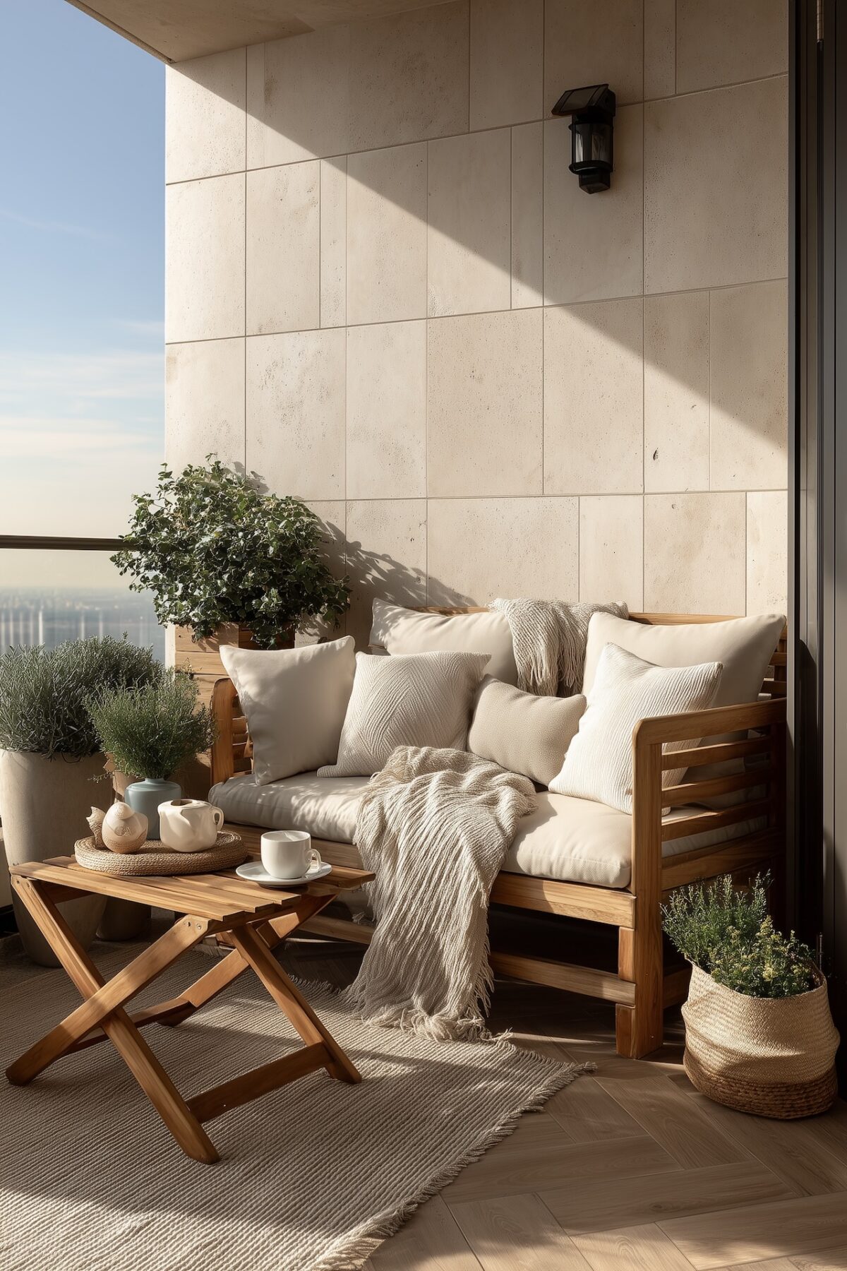 balcon mini terrasse meubles pliables bois massif coffre