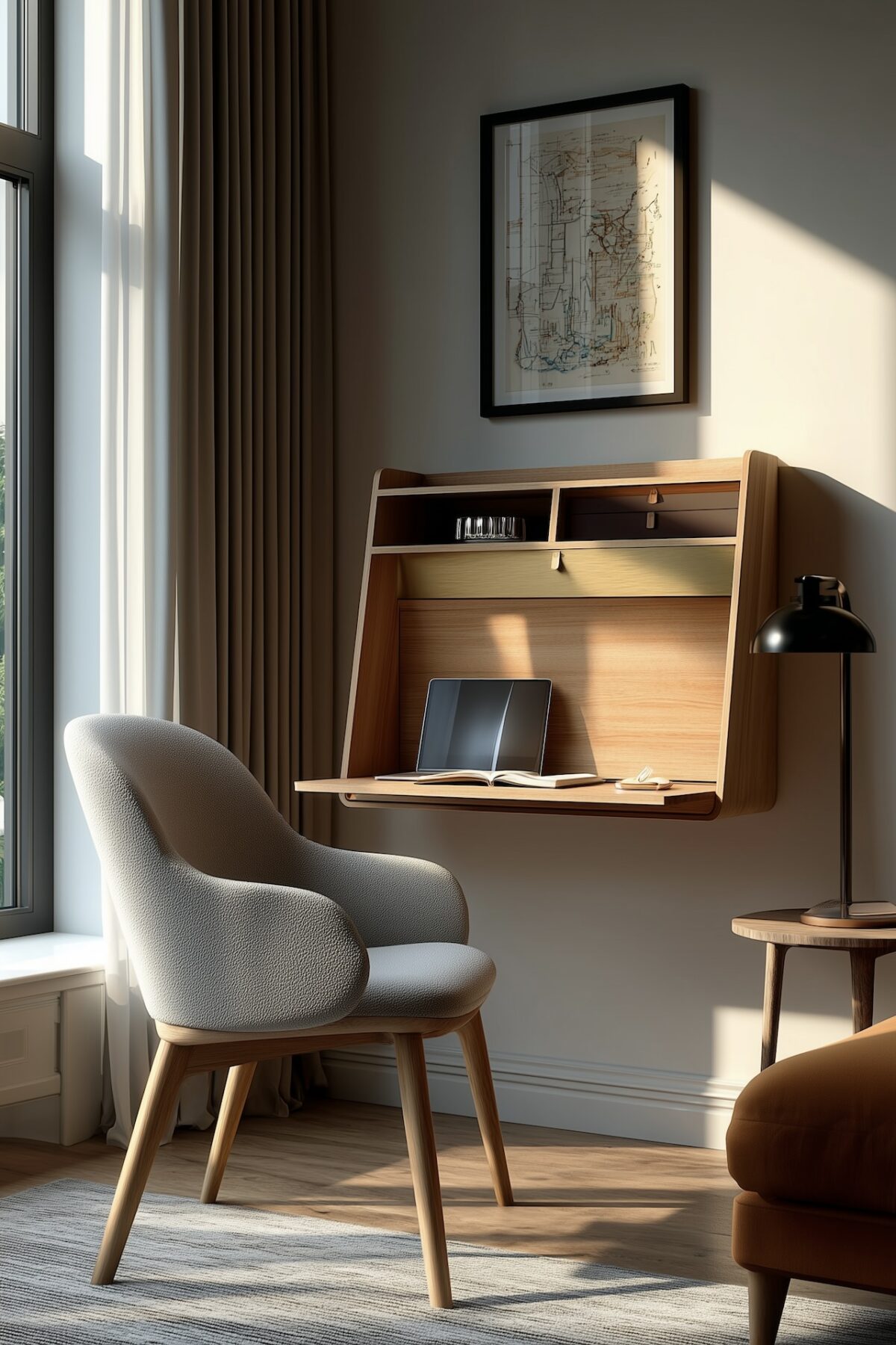 bureau mural bois design minimaliste harto