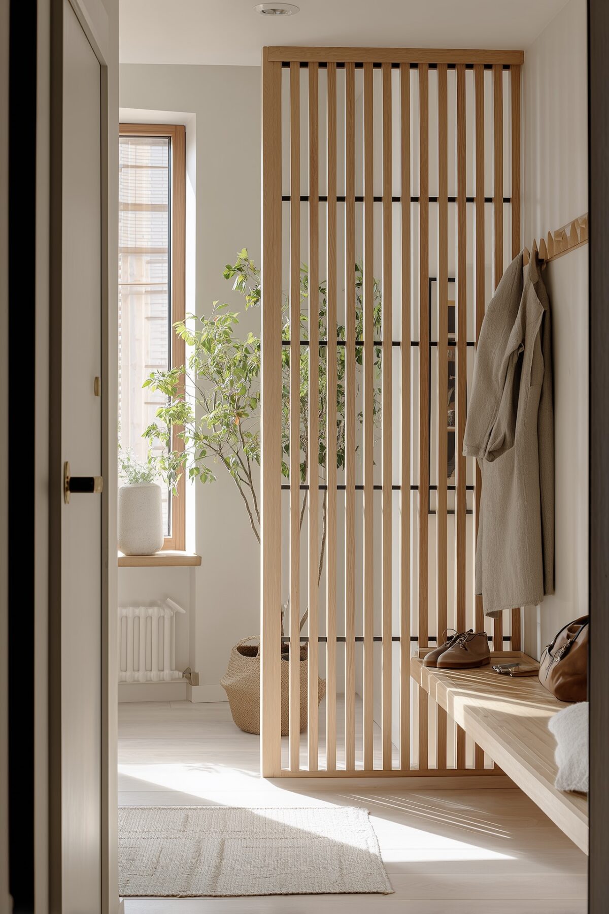 claustra diy pour séparer entrée salon appartement 30m2 plan